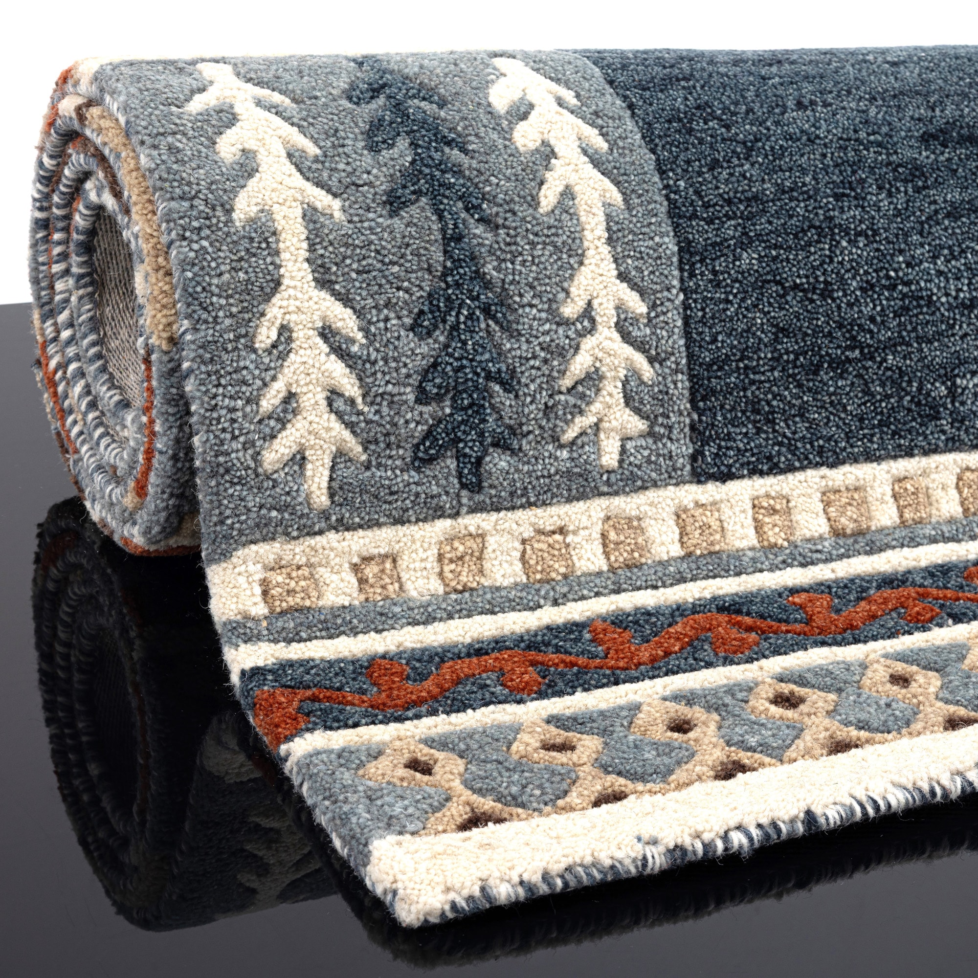 THEKO Wollteppich »Nuno, reine Wolle,  Handgefertigt, mit Bordüre« rechteckig 14 mm Höhe handgetuftet, Wohnzimmer, Schlafzimmer, Esszimmer, auch als Läufer