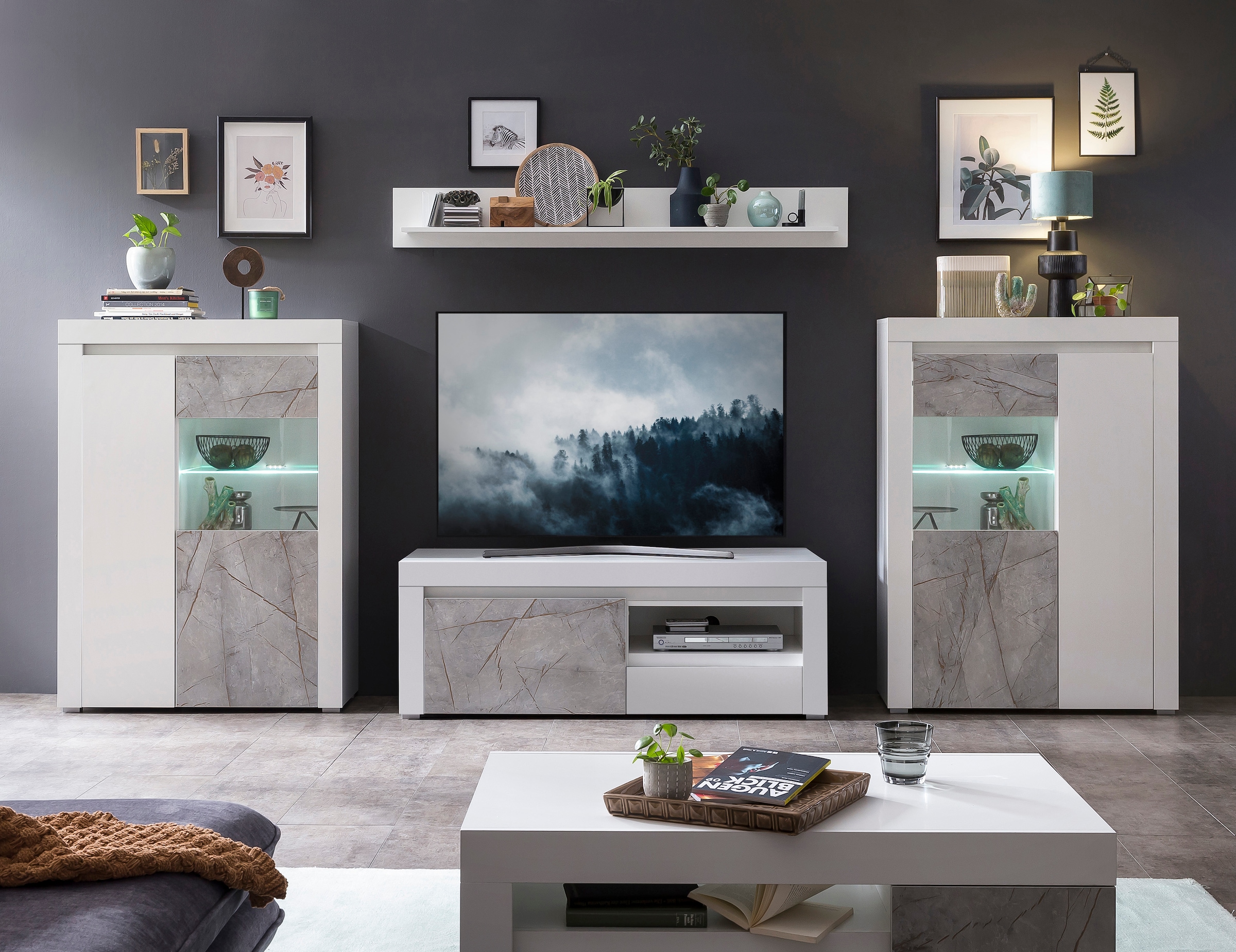 Home affaire Lowboard »Stone Dekor, online 140 Marmor-Optik einem Marble«, bestellen edlen mit cm Breite