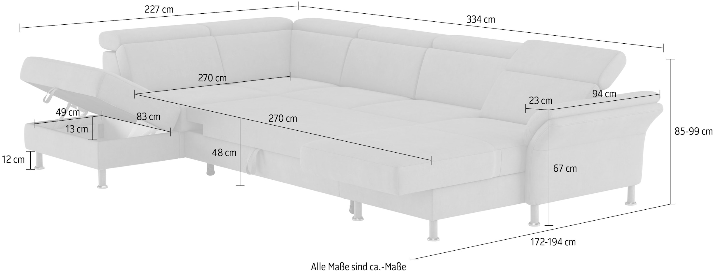 Home affaire Wohnlandschaft »Calypso U-Form«, wahlweise mit motorischer Relaxfunktion