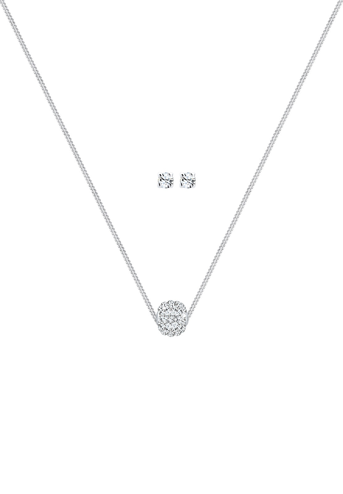 Elli Schmuckset »Glas Kristalle Weiß 925 Sterling Silber«