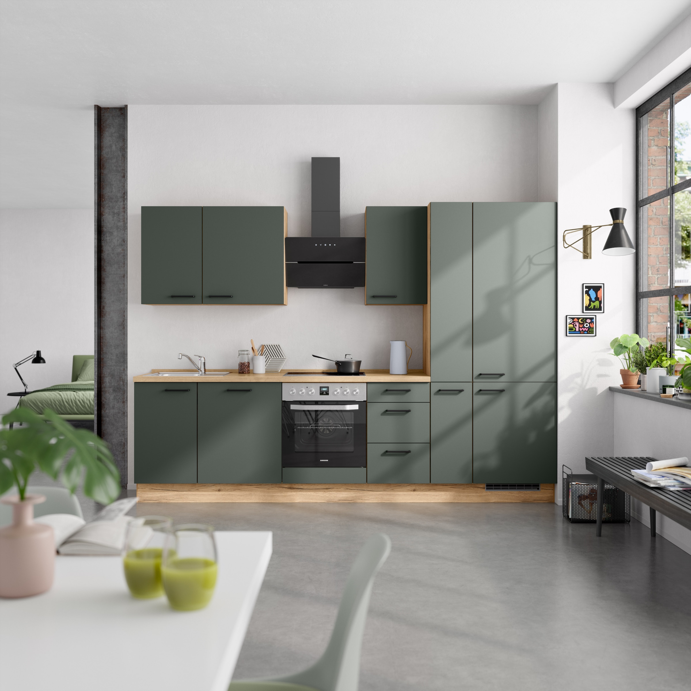 nobilia® Küchenzeile »"Easytouch II"«, vormontiert, Ausrichtung wählbar, Breite 300 cm, wahlw. mit E-Geräten
