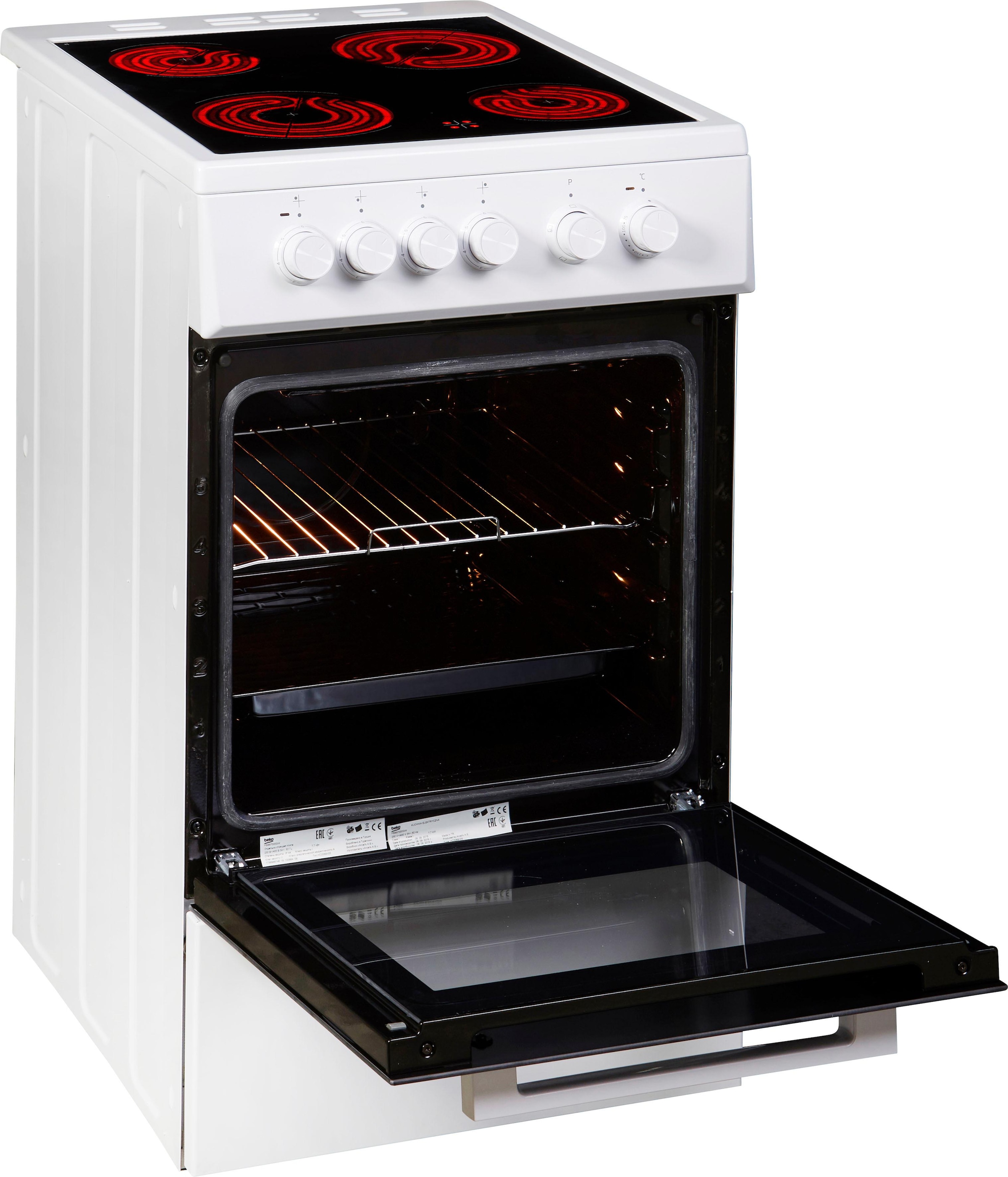 BEKO Elektro-Standherd »FSS57000GW«, mit Backauszug, Simple Steam Reinigungsfunktion, mit Kleinflächengrill