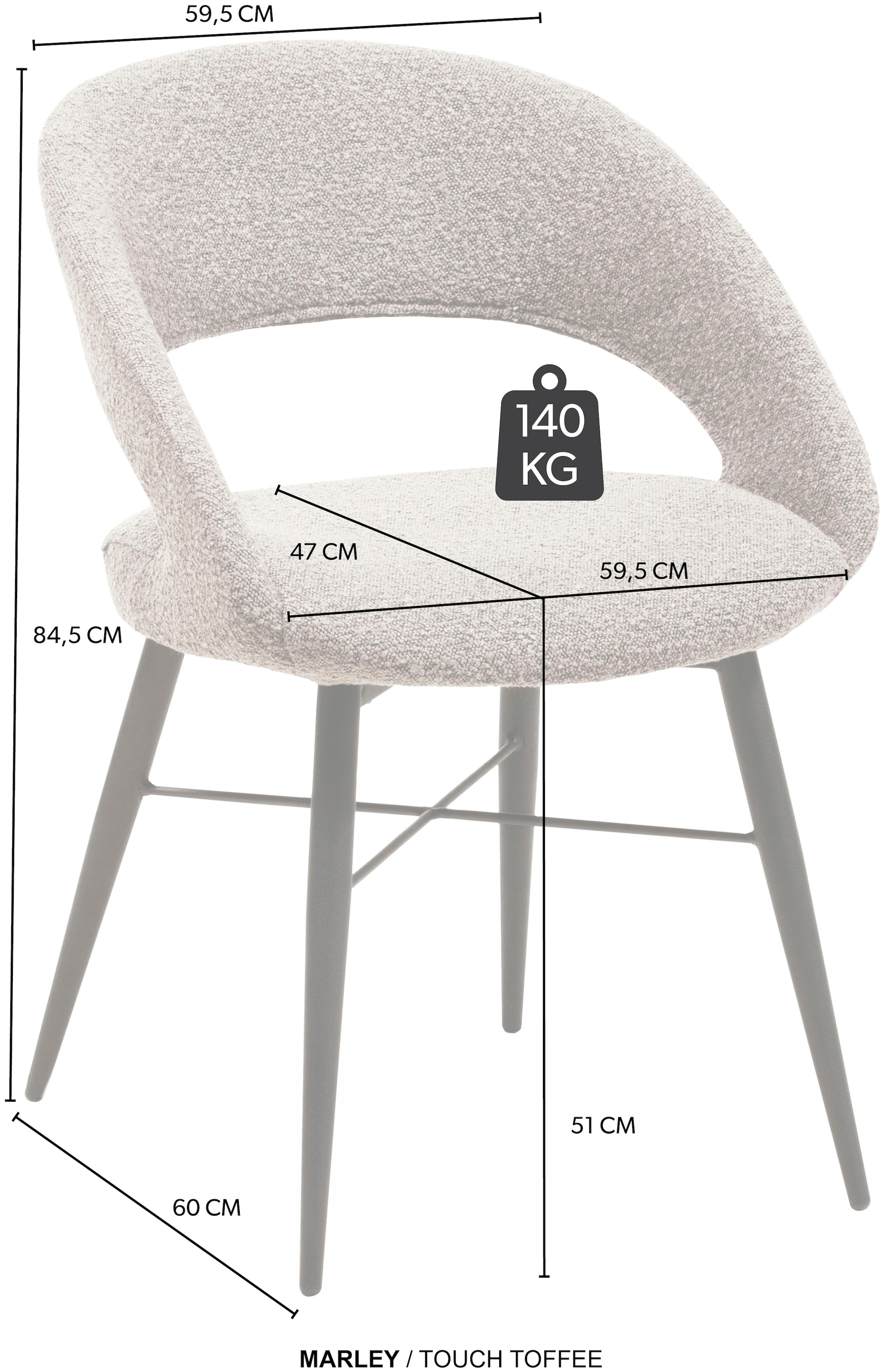OMG Design Esszimmerstuhl »Marley«, (Set), 1 St., Stoff, mit modernem Cut-Out, Bouclé Bezug