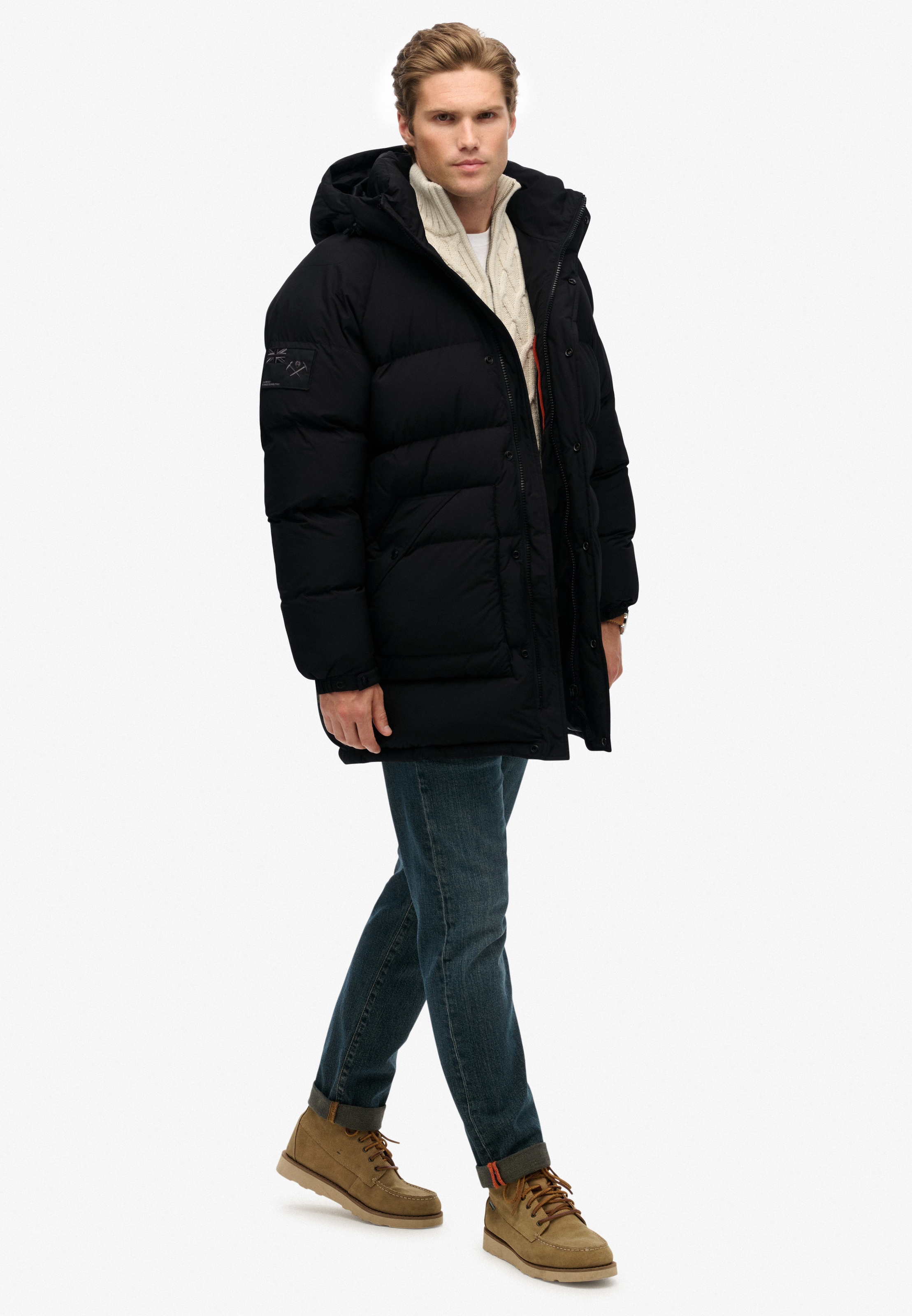 Superdry Steppjacke »XPD LONGLINE BAFFLE PARKA«, mit Kapuze