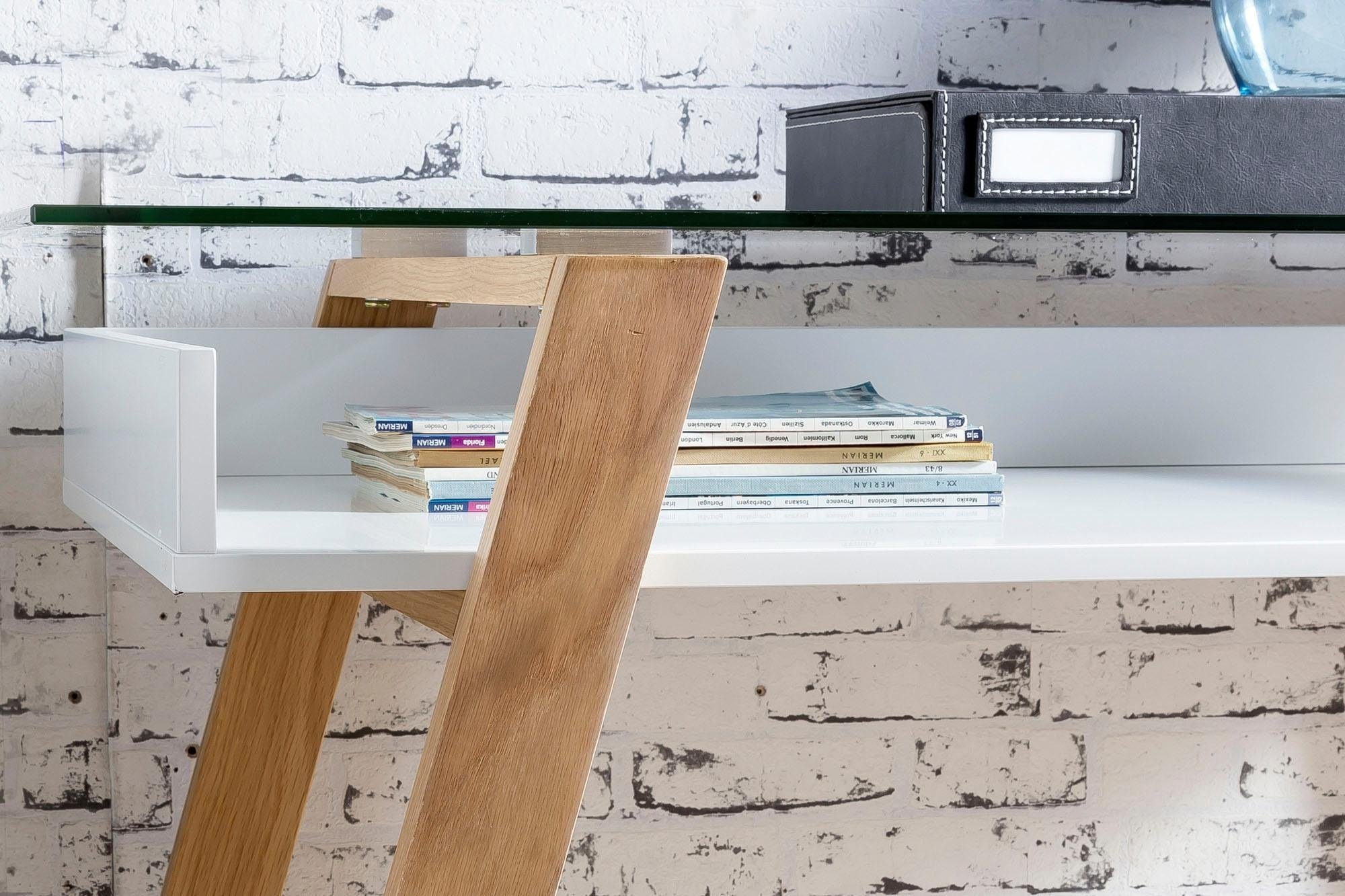 SalesFever Schreibtisch »Falun - Arbeitsplatz Deluxe: Der Schreibtisch«, Eleganz trifft Funktion: Mit Glasplatte