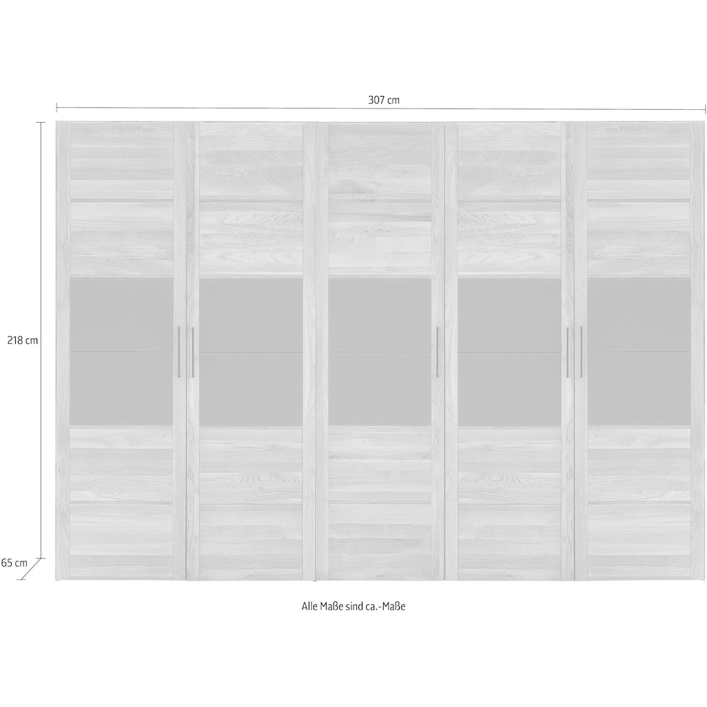 Home affaire Drehtürenschrank »Chamara«, aus massivem Eichenholz, in unterschiedlichen Breiten, Höhe 218 cm