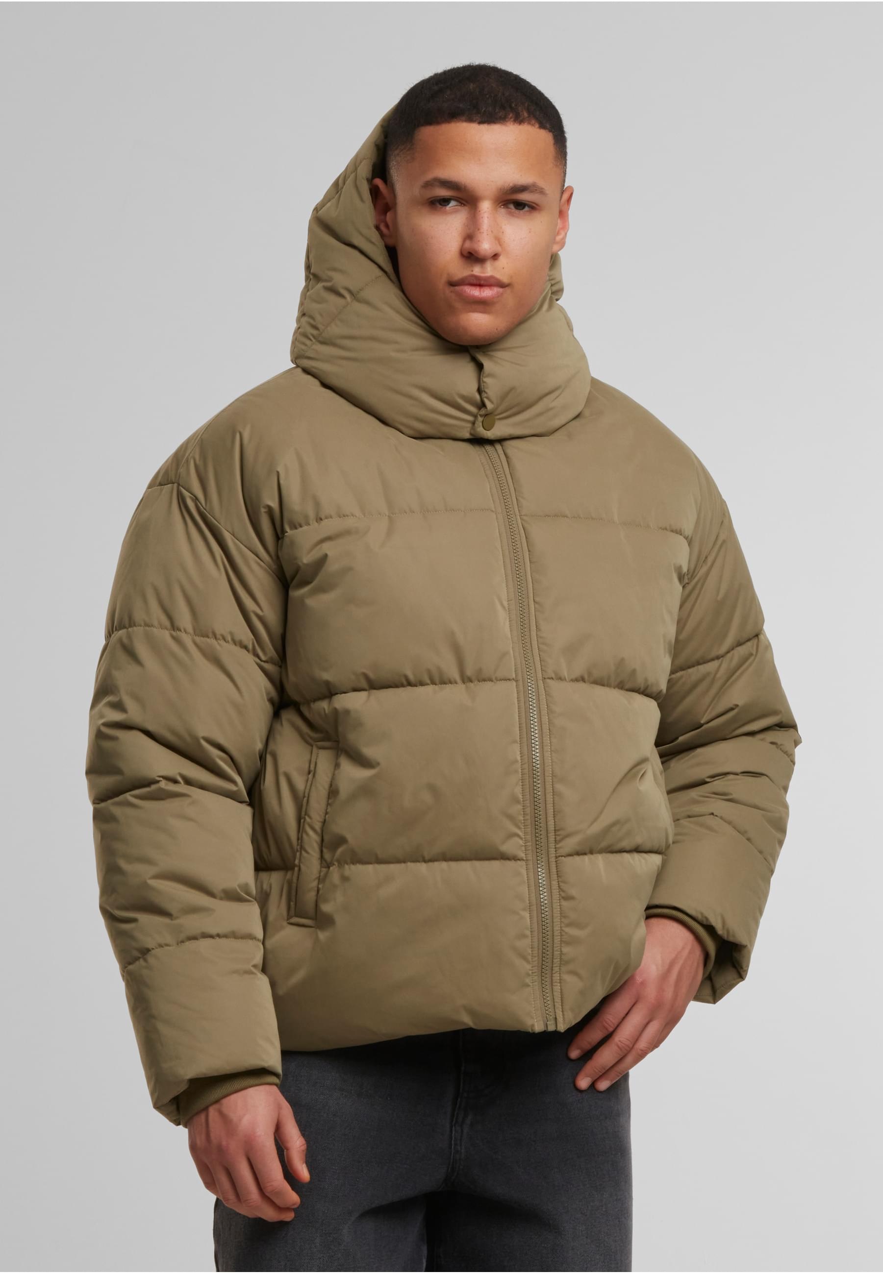 URBAN CLASSICS Winterjacke »Urban Classics Puffer Jacket With Flap Hood« 1 Stk. tlg. mit Kapuze