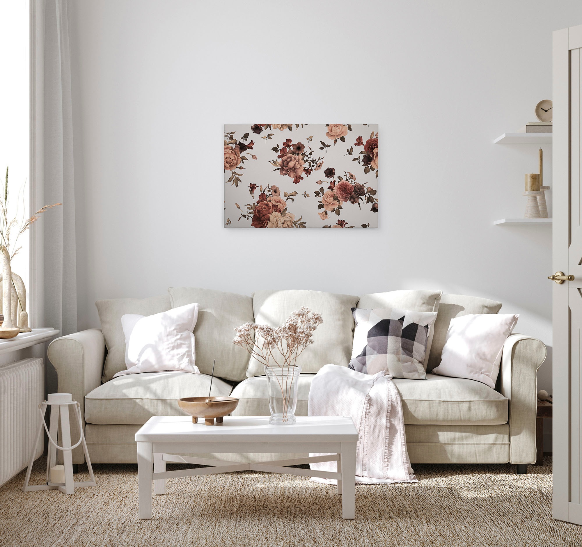 A.S. Création Leinwandbild »Flower Bouquet«, Kunst-Blumen-Kinder, (1 St.), Landhaus Keilrahmen Blumen Rosen Blümchen Leinwand-Bild Wohnzimmer