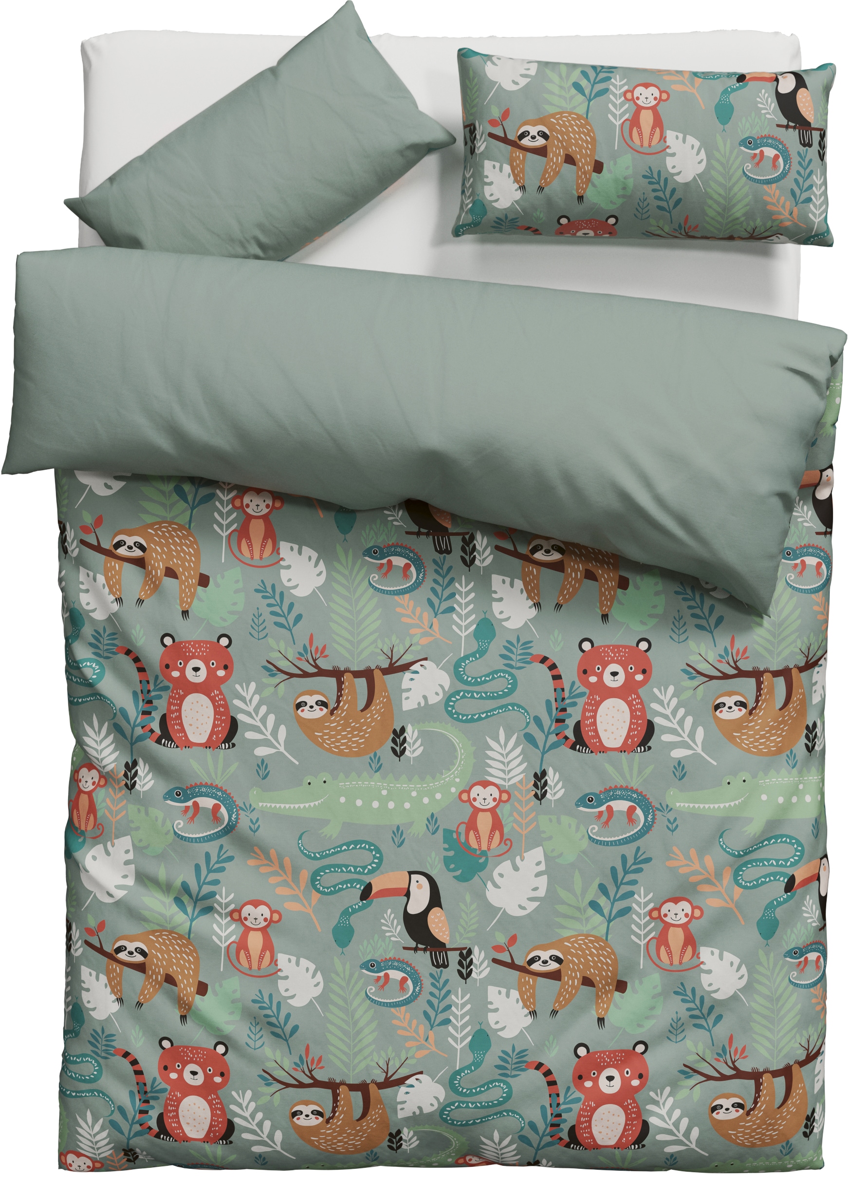 Lüttenhütt Kinderbettwäsche »CUDDLEE« 2 Stk. tlg. in vielen Designs: Dino,Einhorn,Weltraum,Baustelle,Herz,Trecker,Safari