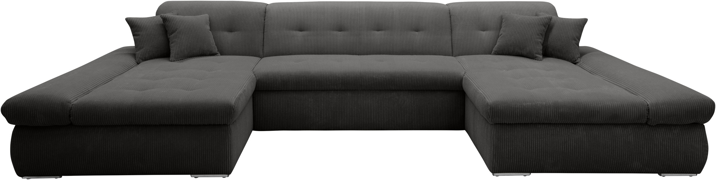 DOMO collection Wohnlandschaft »Moric wahlweise mit Bettfunktion und Armteilverstellung, XXL«, U-Form, beidseitig mit Recamiere, incl. Zierkissen, Cord-Bezug