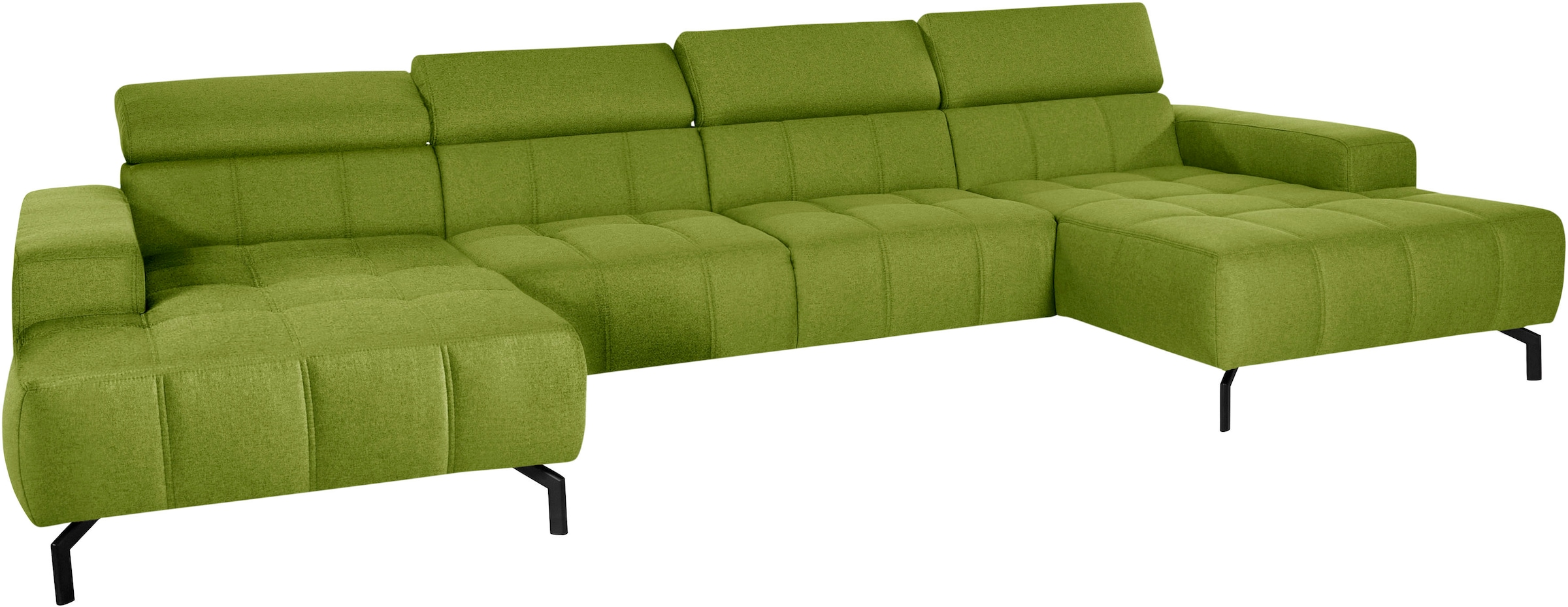 DOMO collection Wohnlandschaft »Cunelli tolle Sitznähte als Designelement, fester Sitzkomfort, U-Form«, wahlweise mit Kopfteilverstellung, bodenfrei