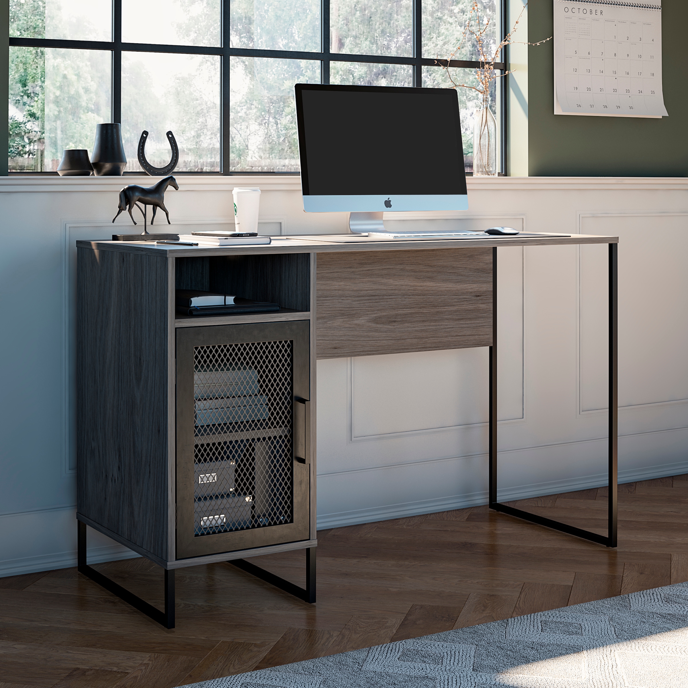 Dorel Home Schreibtisch »Purdue«, (1 St.), Tür mit Magnetverschluß, Gestell aus Metall, Höhe 76,5 cm