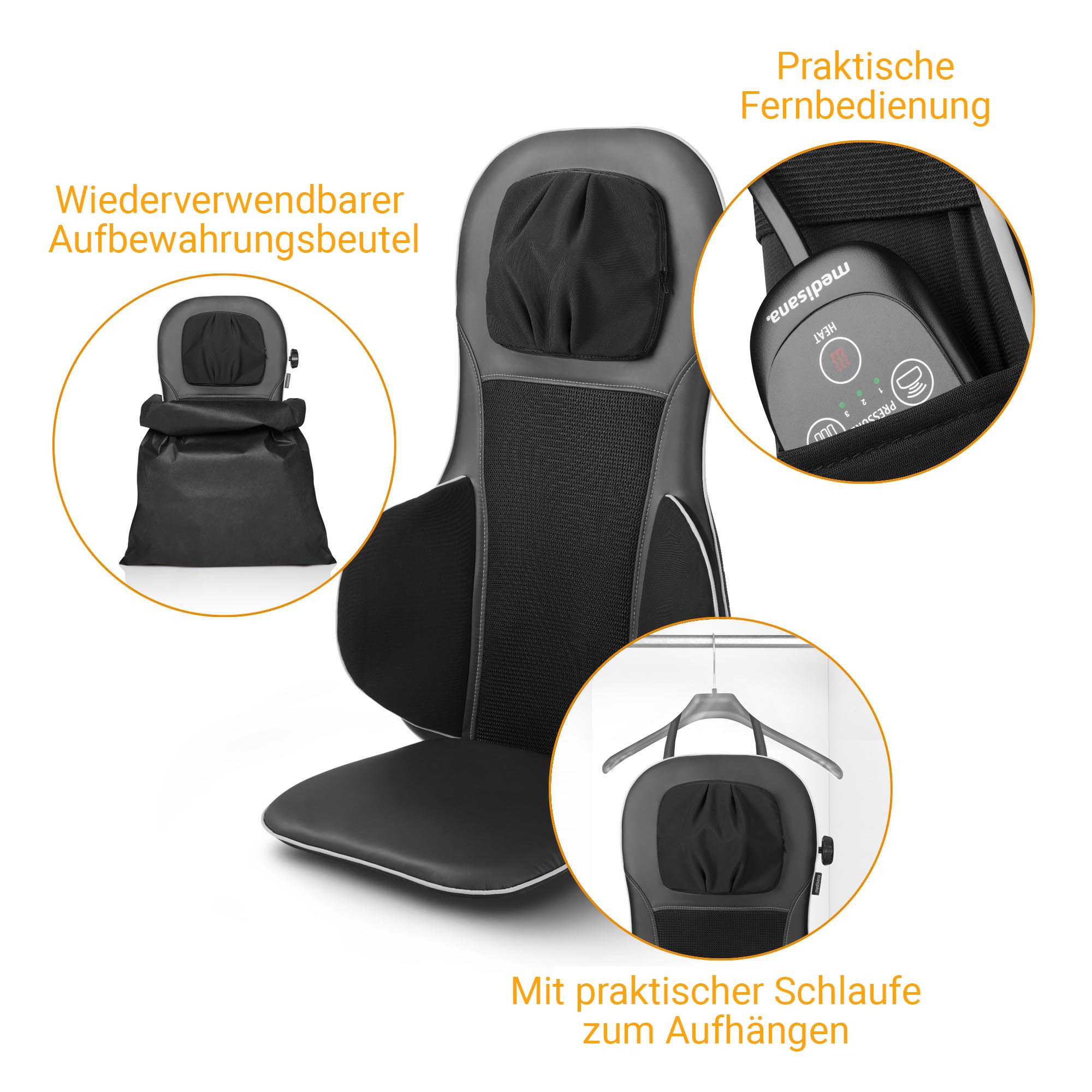 Medisana Massagesitzauflage »MC 823« Akupressur- und Shiatsumassage, 3 Intensitäten, 3 Massagezonen, Wärme