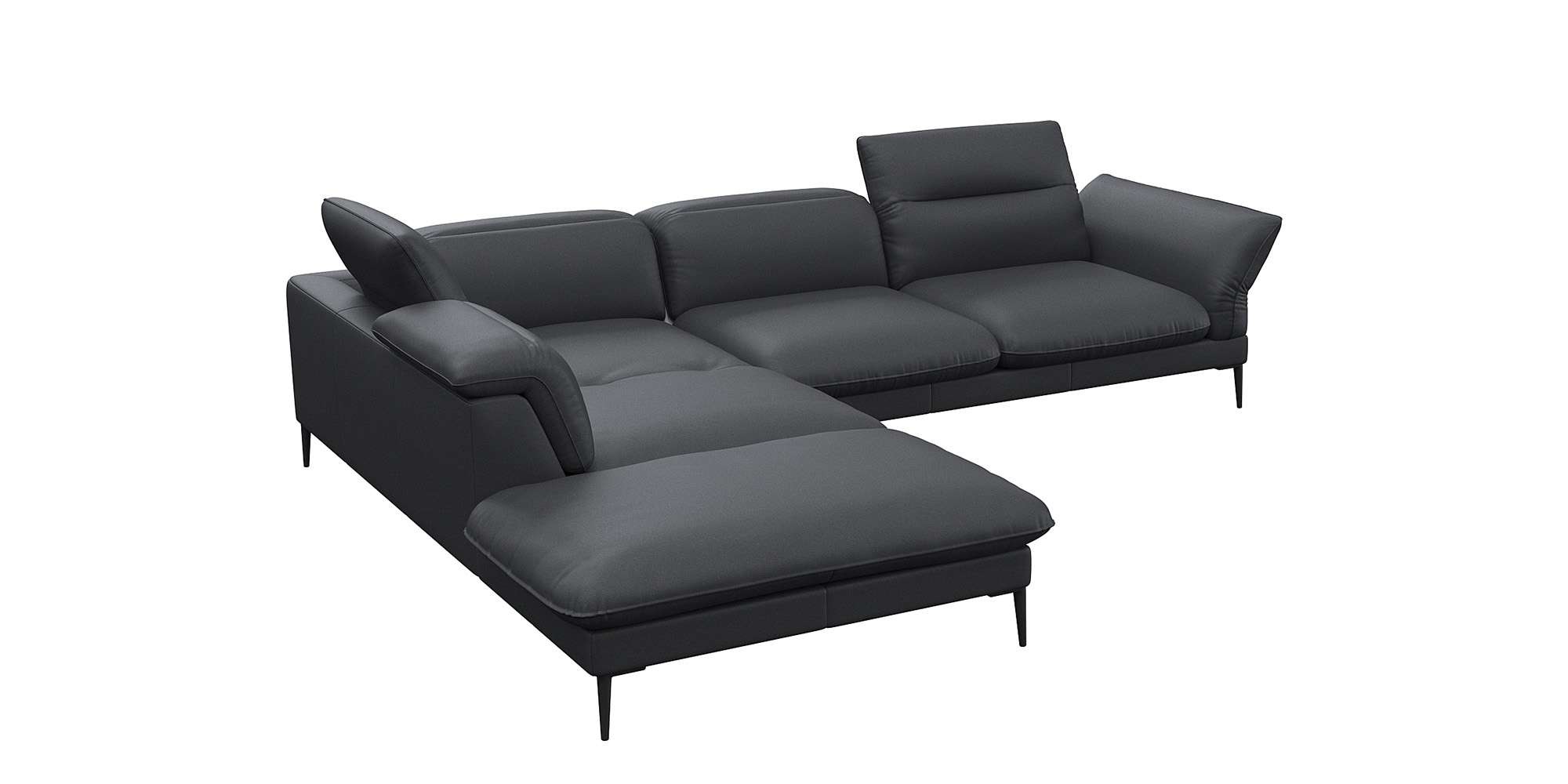 FLEXLUX Ecksofa »Salino, Funktionssofa mit Ottomane, Relaxsofa, Ecksofa«, Sofa mit Arm- und Kopfteil-Verstellungen, Kaltschaum & Stahl-Wellen