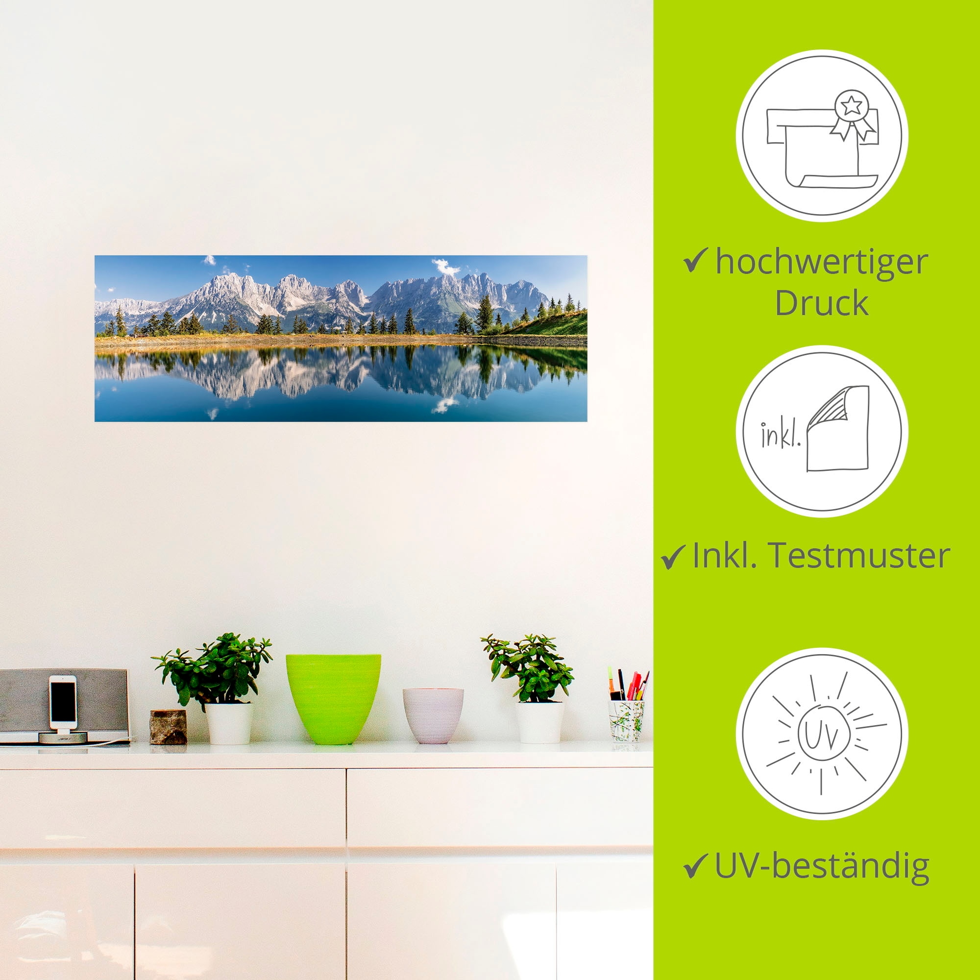 Artland Wandbild »Kaisergebirge Tirol«, Berge & Alpenbilder, (1 St.), als Alubild, Outdoorbild, Leinwandbild, Poster, Wandaufkleber