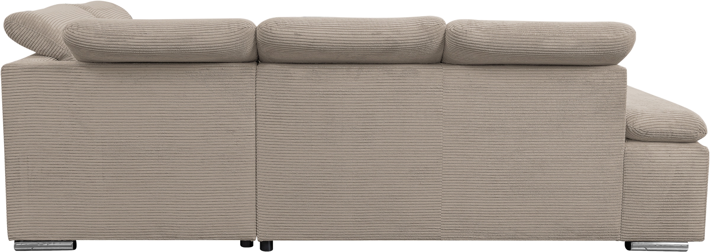 WERK2 Ecksofa »Alicante Kopfteilverstellung, Bett & Bettkasten, Cord, L-Form, bequem« Cord, L-Form, XXL, Schlaffunktion, Bettkasten