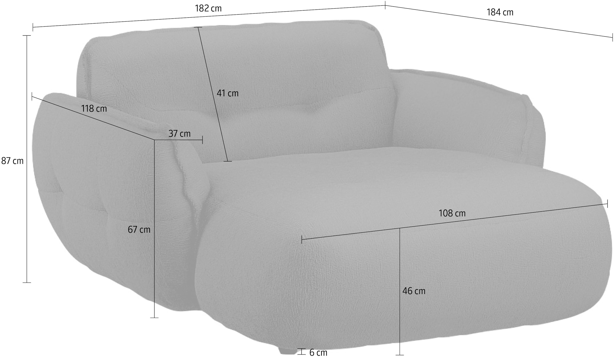 BETYPE Chaiselongue »Be Fluffy«, Softes Sitzgefühl, moderne Kedernaht, hochwertiger Bezug