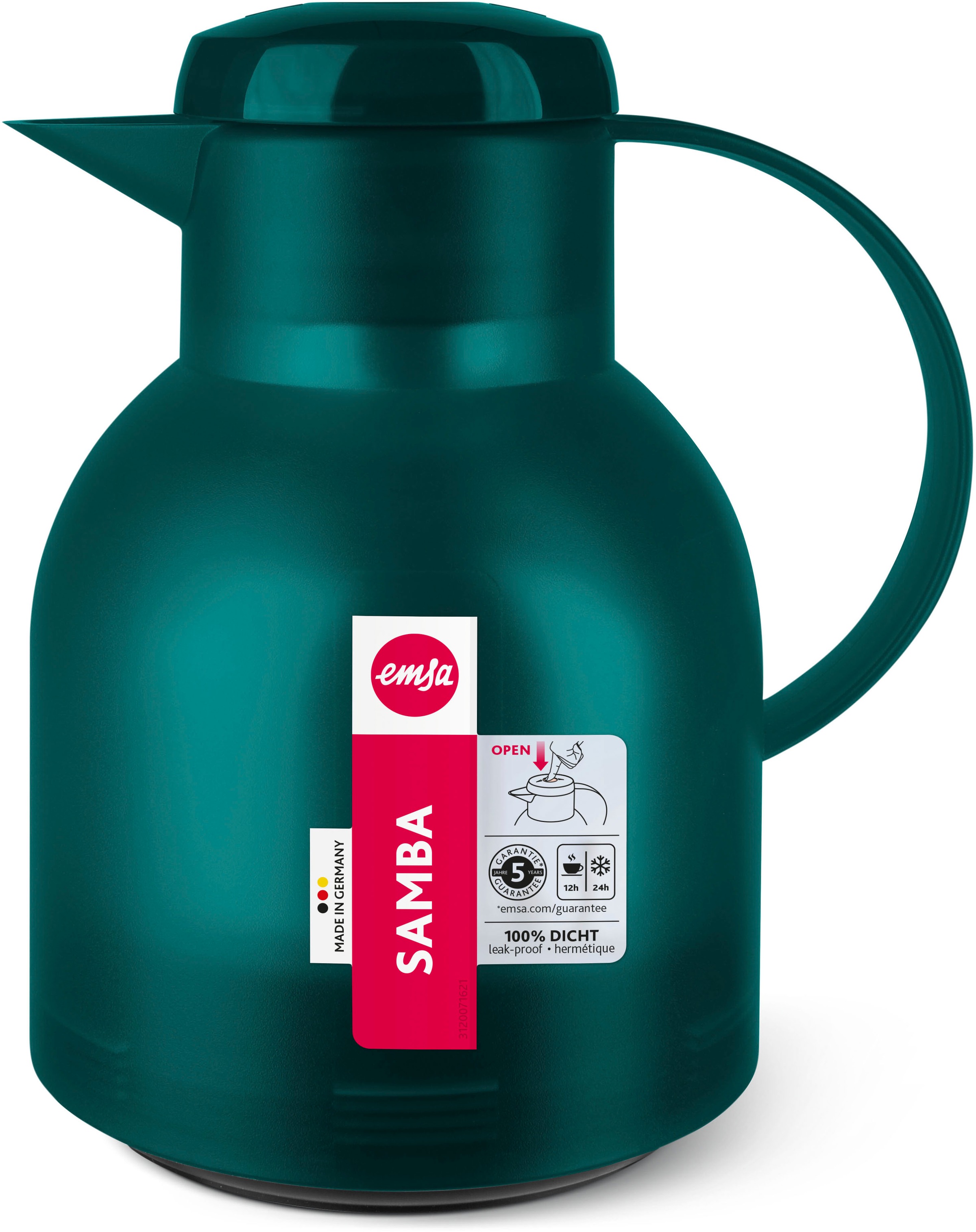 Emsa Isolierkanne »Samba«, 1 l, zeitloses Design, einfacher Knopfdruck, 24h günstig online kaufen