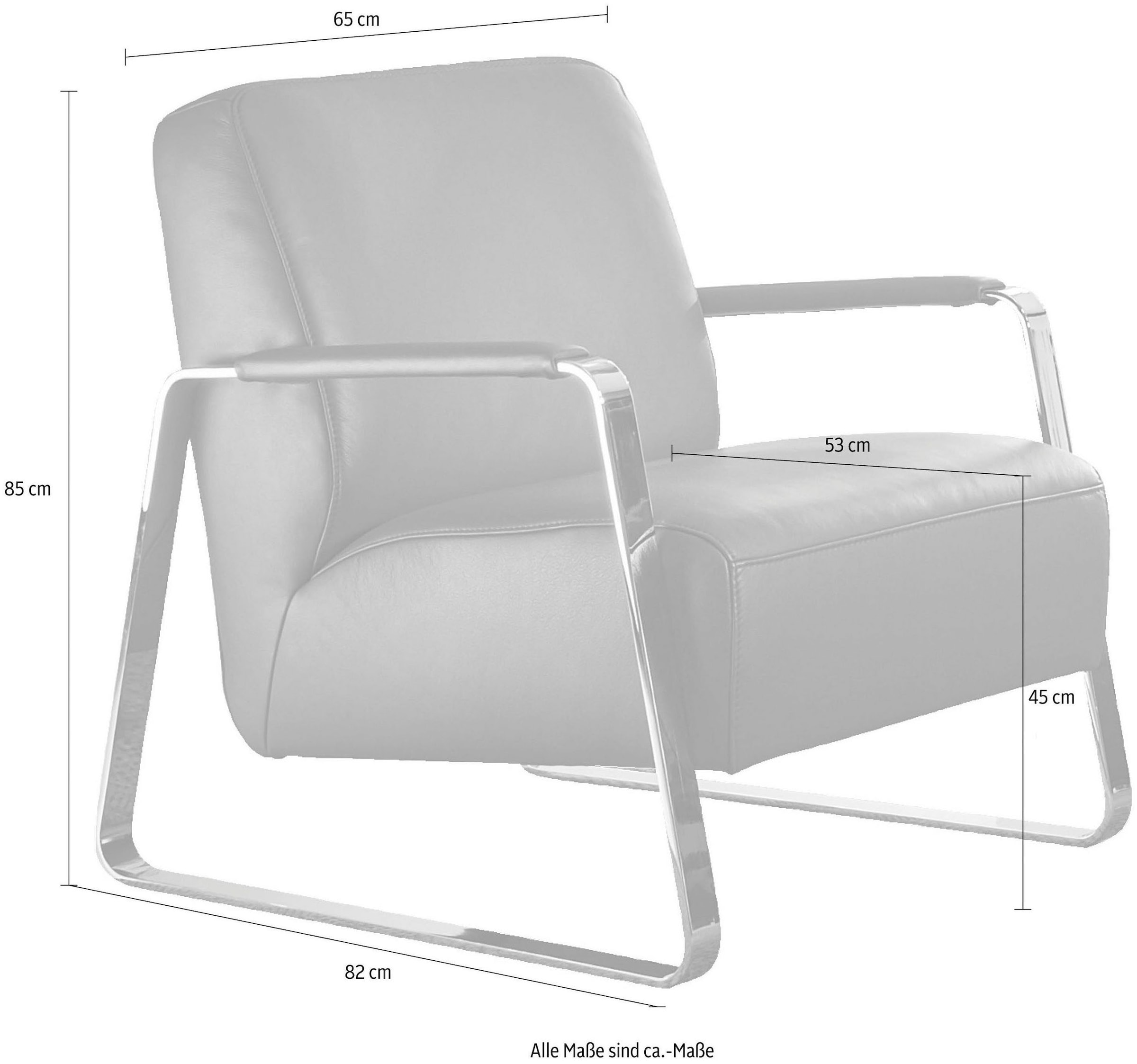 W.SCHILLIG Cocktailsessel »quadroo Designsessel, Loungesessel« mit bezogenen Armlehnen, Gestell in Chrom glänzend