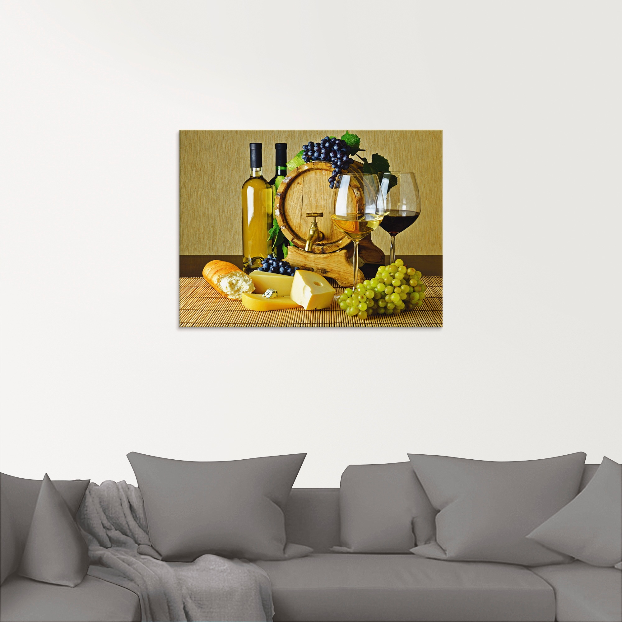 Artland Glasbild »Käse, Wein und Trauben«, Lebensmittel, (1 St.), in versch günstig online kaufen