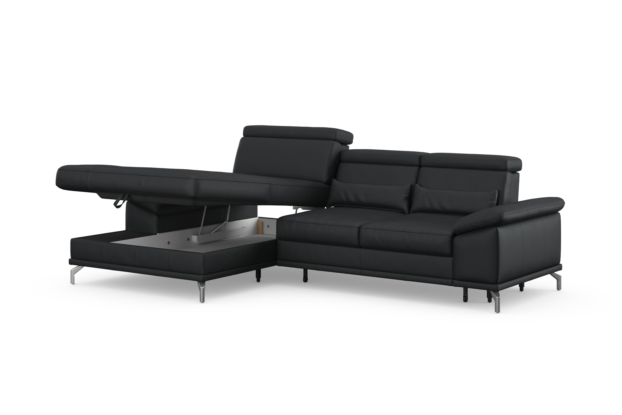 sit&more Ecksofa »Cabrio L-Form, mit Sitztiefenverstellung, Arm- und Kopfteilverstellung«, 2 Nierenkissen, Federkern, optional Bettfunktion und Stauraum
