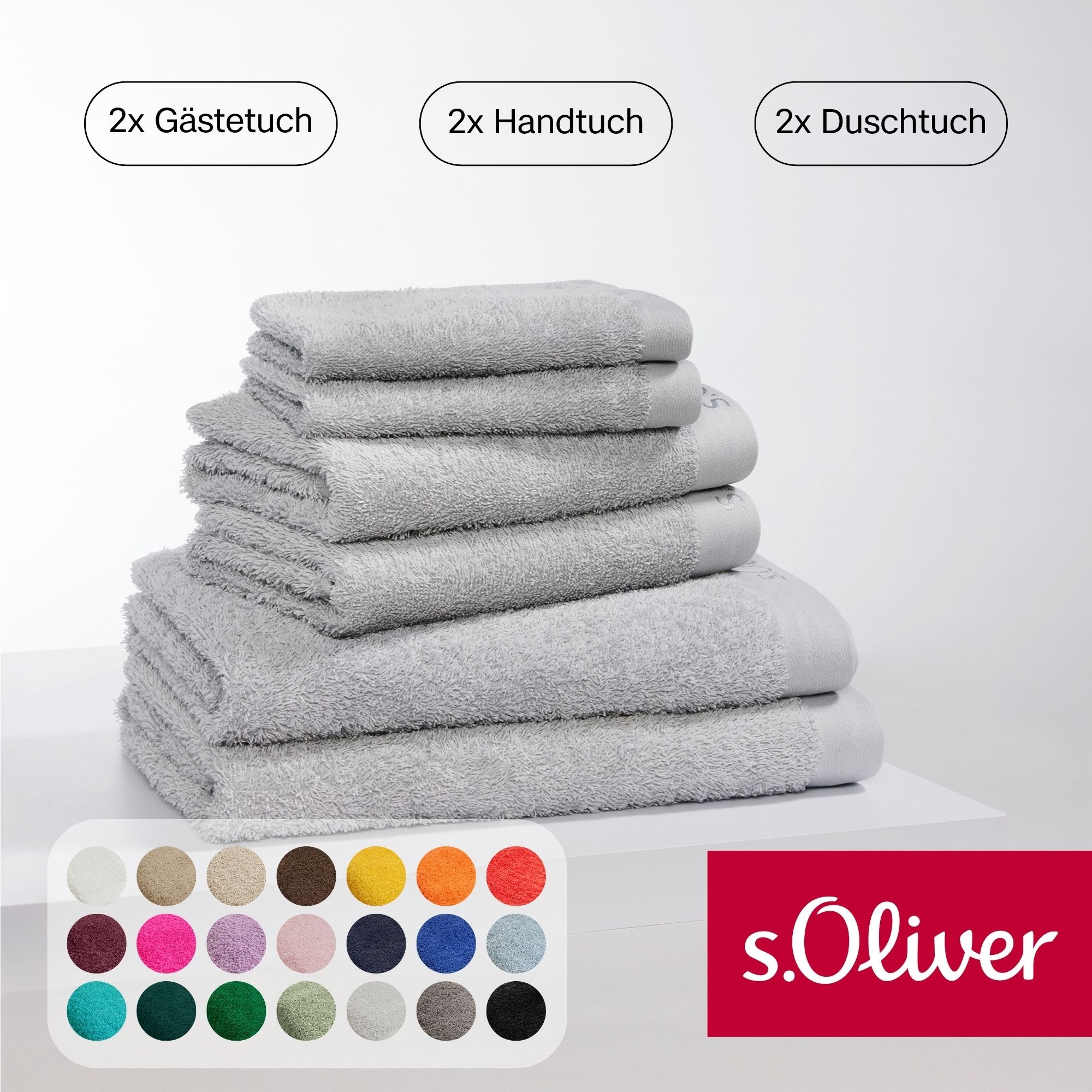 s.Oliver Handtuch Set »s.Oliver, Premium Qualität, 600 gr/m²«, (Set, 6 St., 2 Gästetücher 30x50 cm-2 Handtücher 50x100 cm-2 Duschtücher 70x140 cm), 2 Gästetücher 30x50, 2 Handtücher 50x100, 2 Duschtücher 70x140
