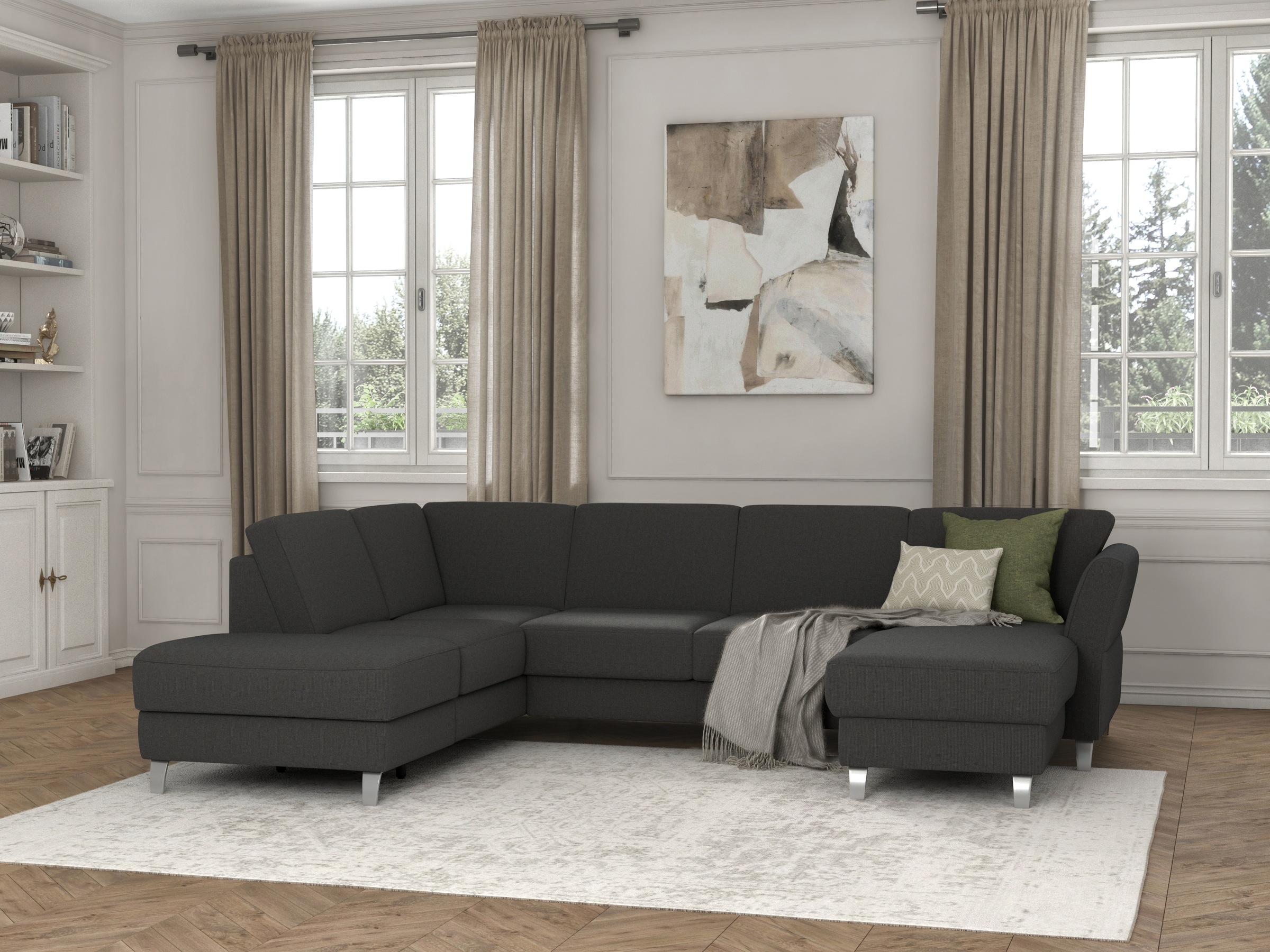 sit&more Wohnlandschaft »Visby U-Form« Wahlweise mit Bettfunktion und Staur günstig online kaufen