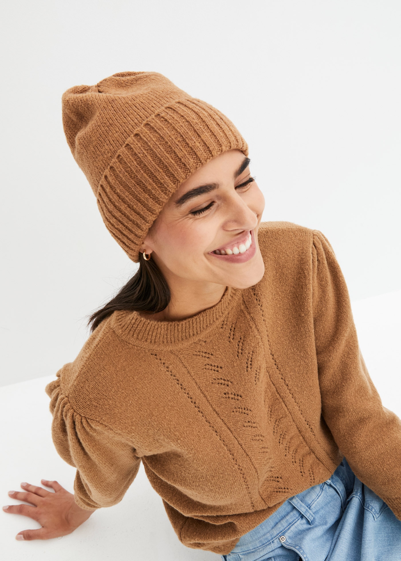 bonprix Strickmütze »Mütze« aus Polyester und Polyacryl, mit Elasthan-Anteil, Rippstrickoptik