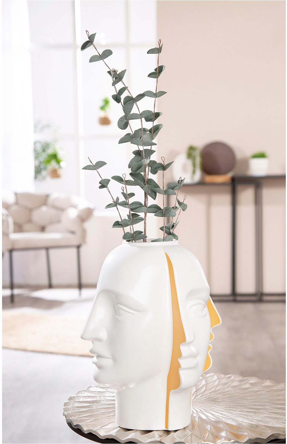GILDE Tischvase »Vase Gesicht Facial weiß H. 28 cm«, (1 St.) günstig online kaufen