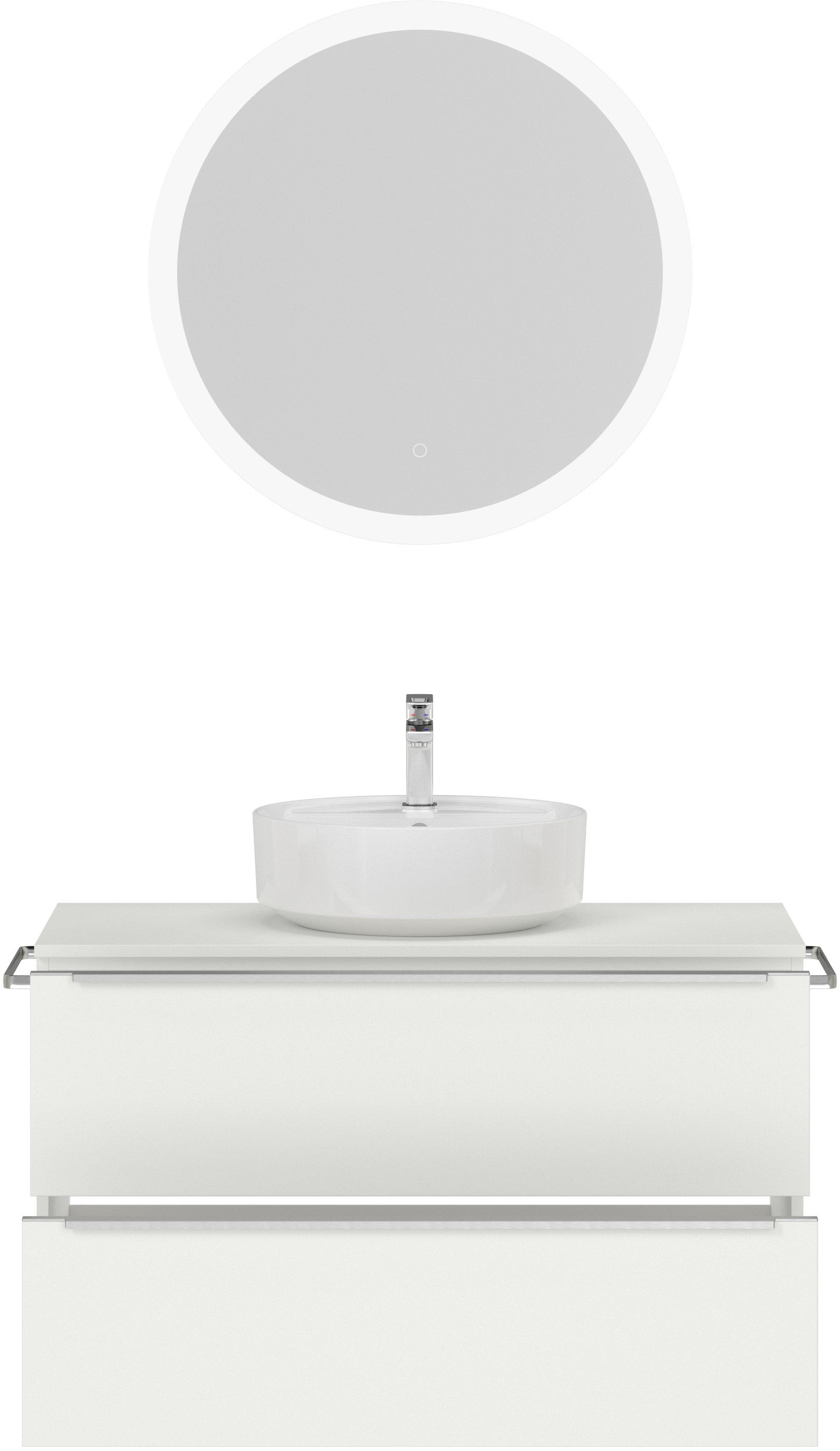 nobilia® Badmöbel-Set »Alvene«, (2 St., vormontiert, mit Soft-Close), inkl. Spiegel mit Touch-Sensor, in vier Breiten