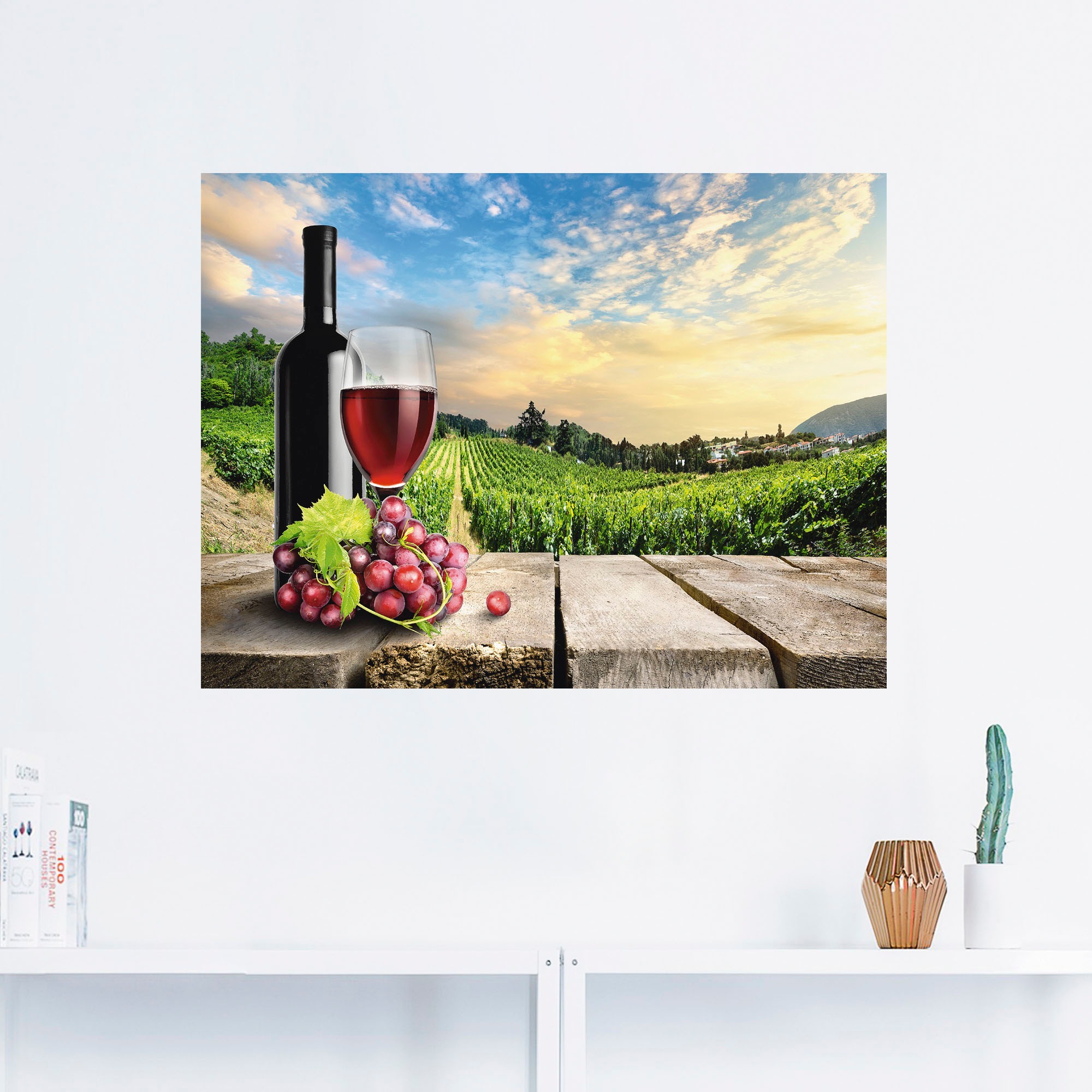 Artland Wandbild »Wein vor Weinbergen«, Berge, (1 St.), als Alubild, Outdoo günstig online kaufen