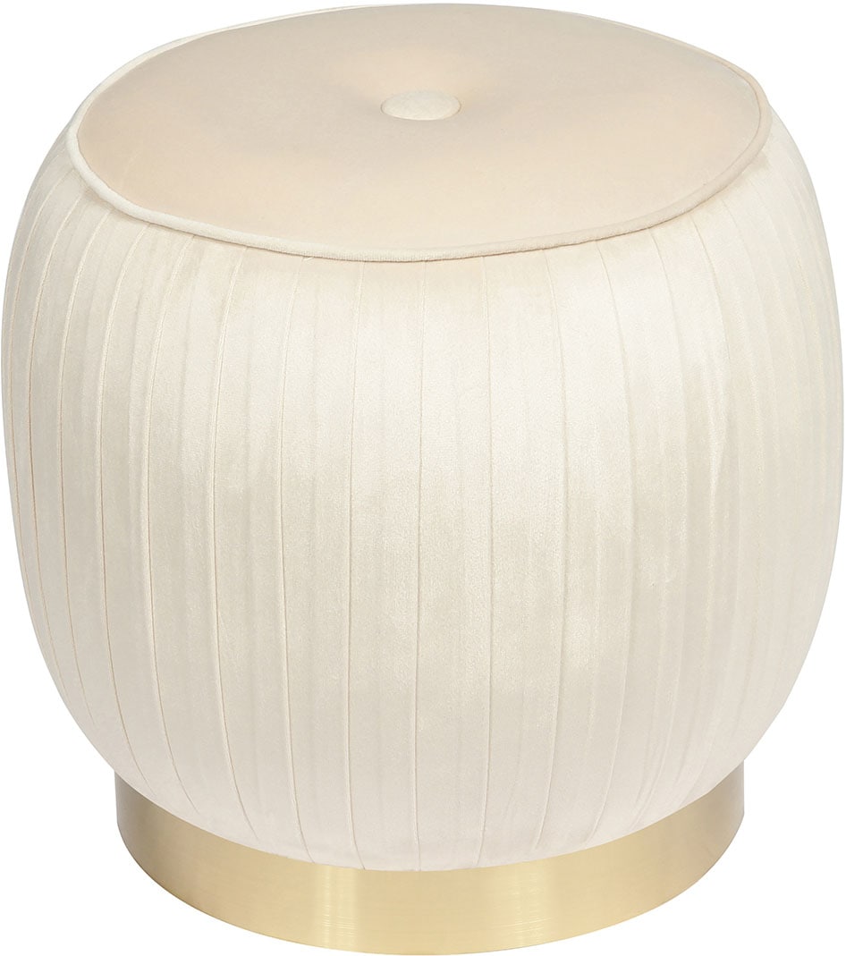 Kayoom Polsterhocker »Hocker Lyla 125, Edler Touch durch goldenen Sockel,  Samtbezug« 1 Stk. tlg. samtweich, gesteppte Ziernaht, Edelstahlsockel, Hochwertiger Samtbezug