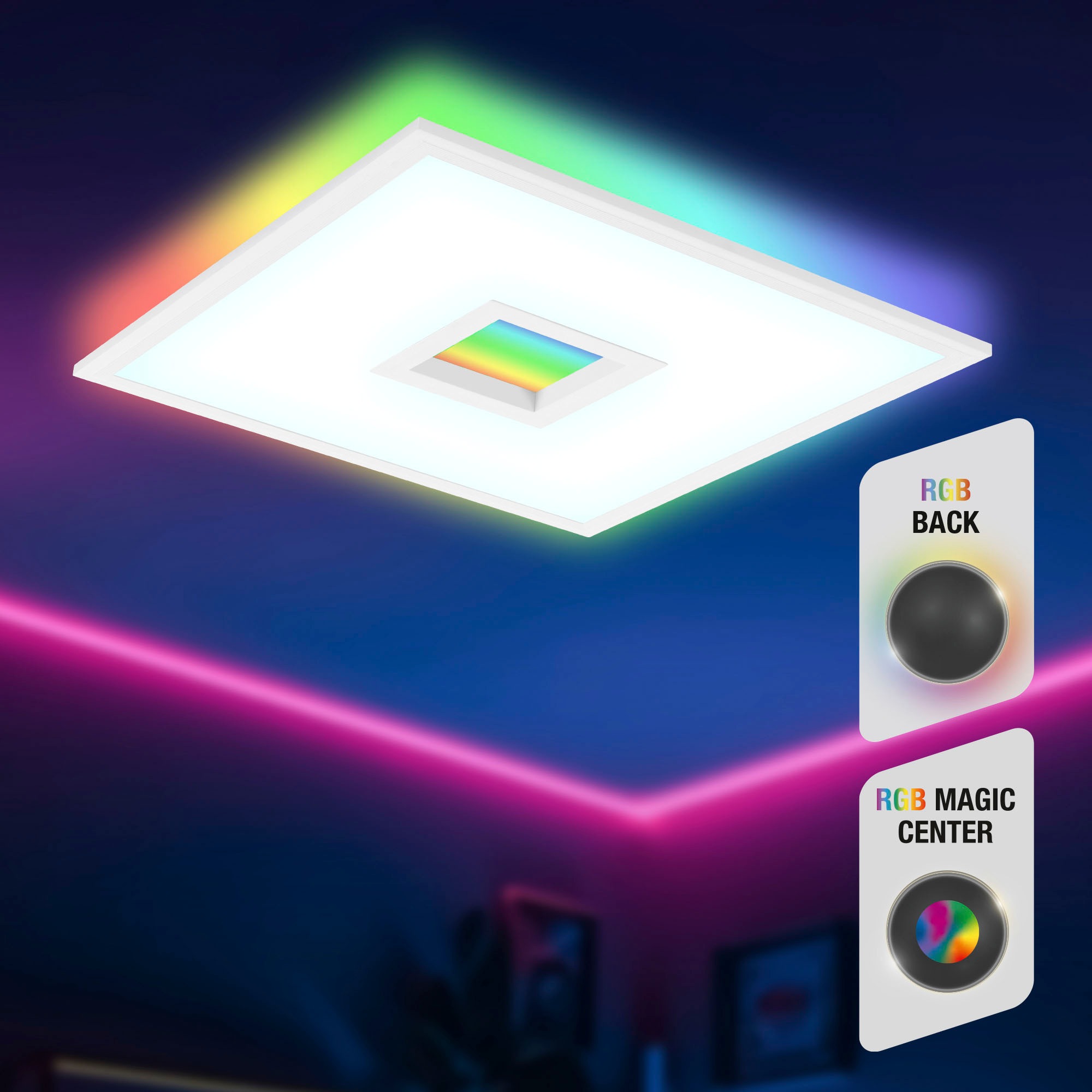 Telefunken LED Panel »319406TF CENTERBACK«, Leuchtmittel LED-Board | LED fest integriert, Deckenleuchte, RGB, Backlight, CCT, inkl. Fernbedienung, dimmbar
