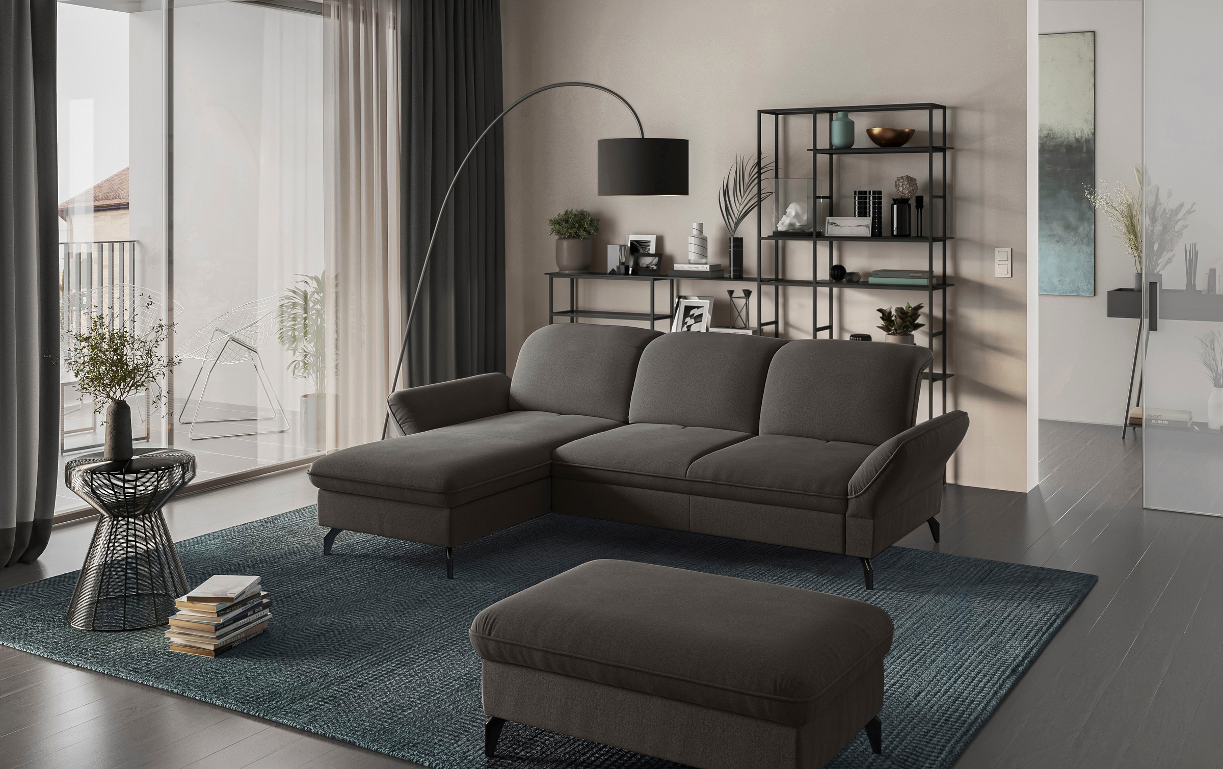 sit&more Ecksofa »Leandro L-Form«, Wahlweise mit Bett-, Kopfteil - und Armlehnfunktion, sowie Bettkasten