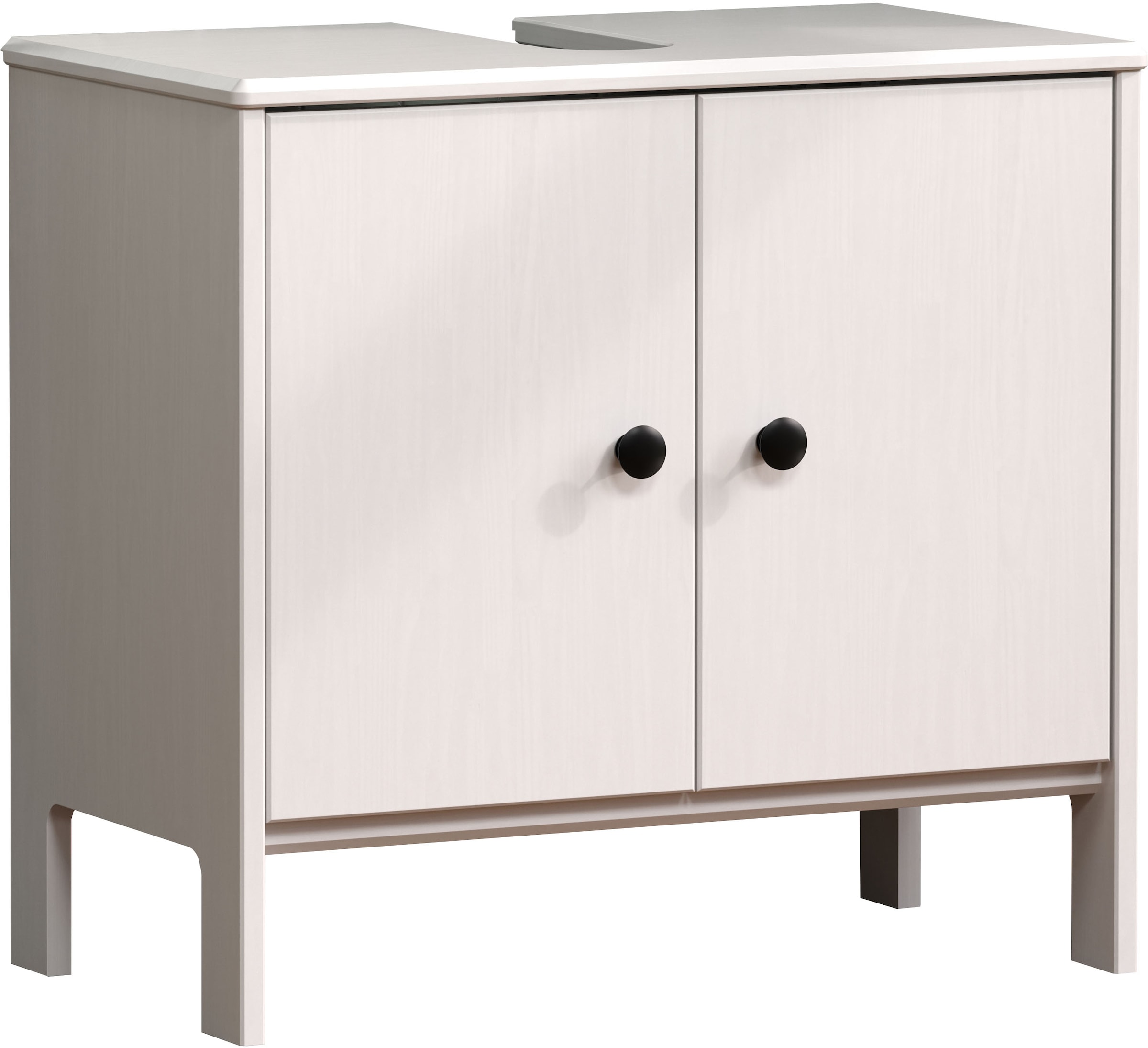 welltime Waschbeckenunterschrank »Kall«, (1 St.), Waschtisch aus Kiefer-Massivholz in Weiß oder Braun (honigfarben)