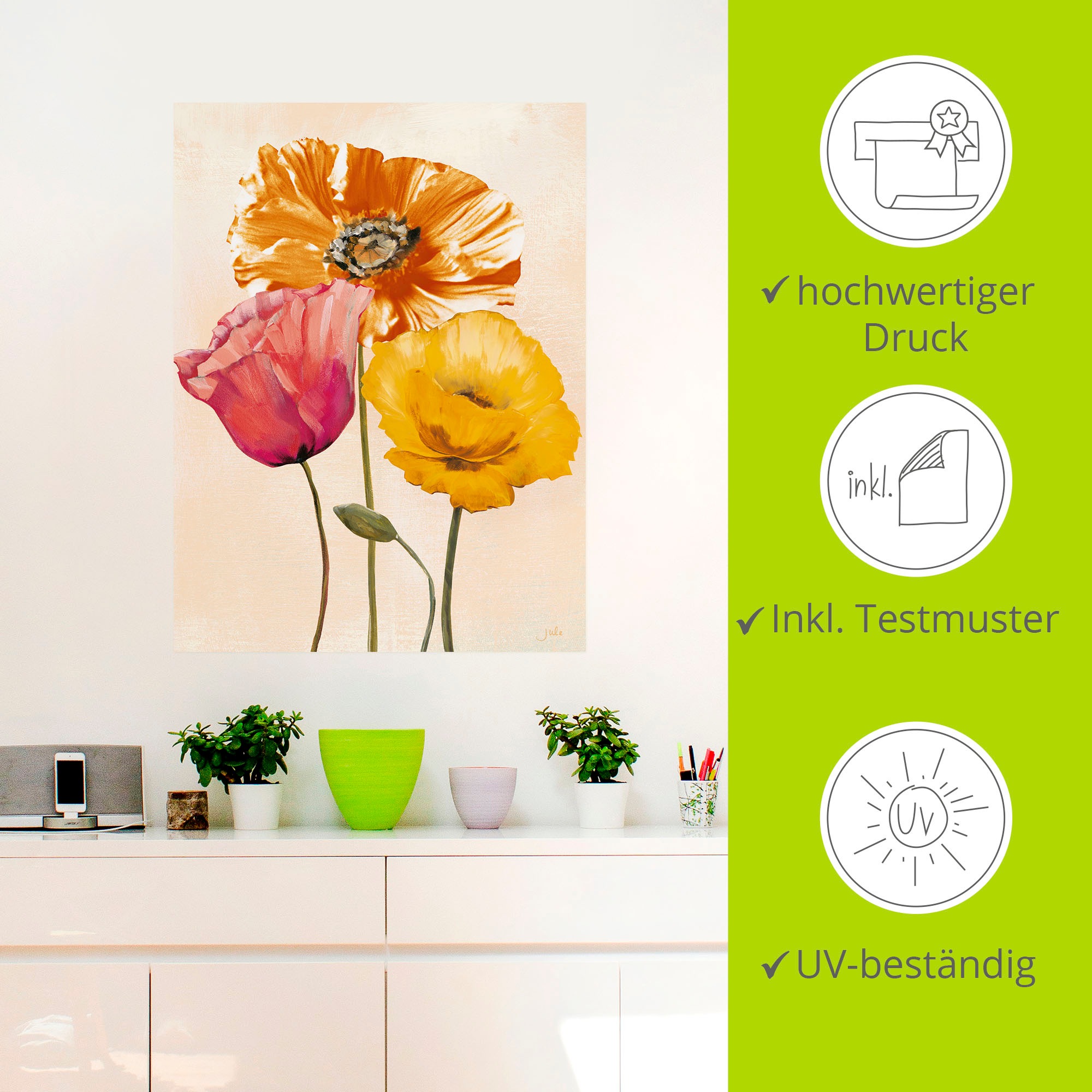 Artland Wandbild »Bunte Mohnblumen II«, Blumenbilder, (1 St.), als Leinwandbild, Poster, Wandaufkleber in verschied. Größen