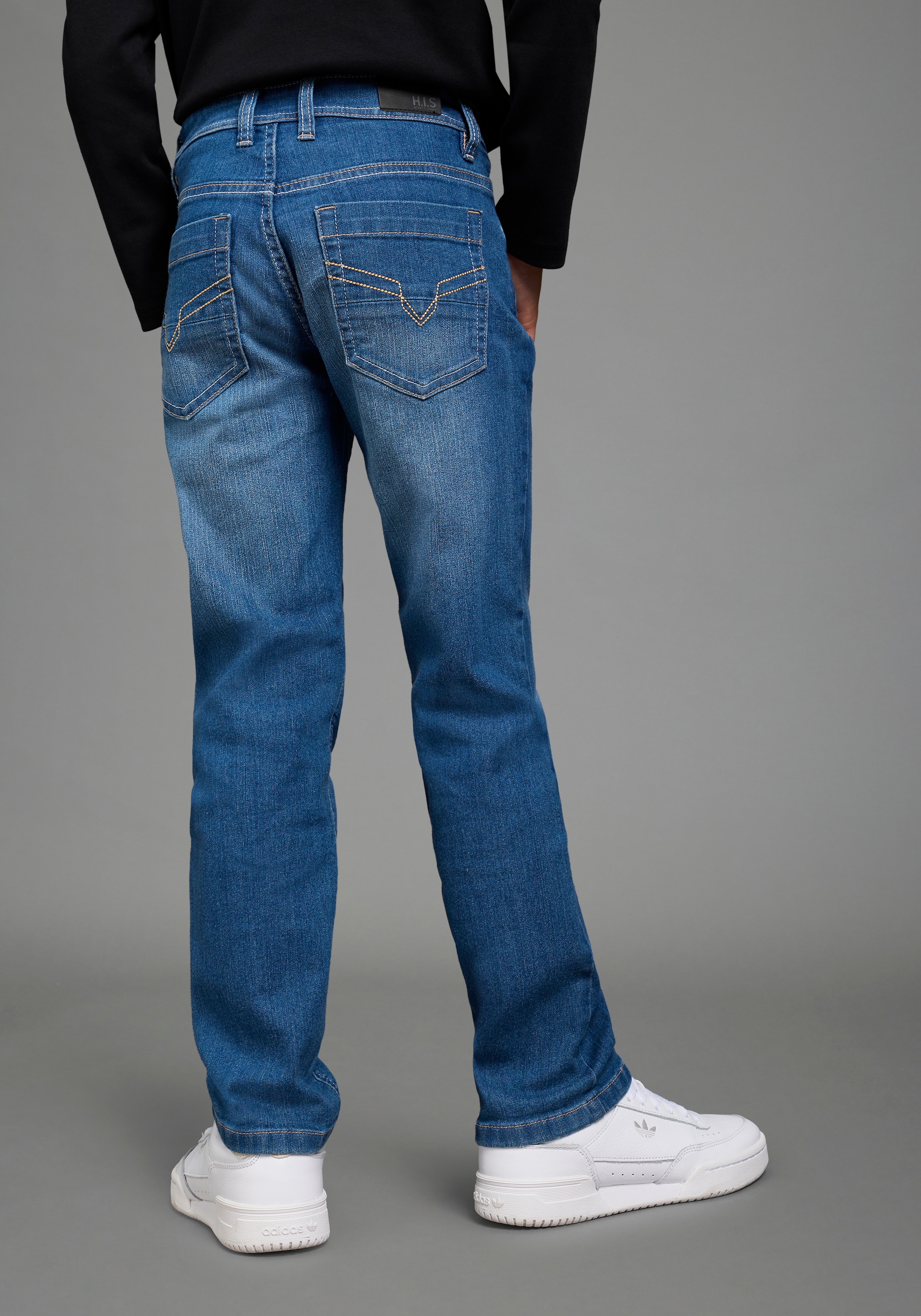 H.I.S Relax-fit-Jeans »Stretchjeans in gerader Form für Jungen« Für TEENS. Gerade Jeans in authentischer Waschung