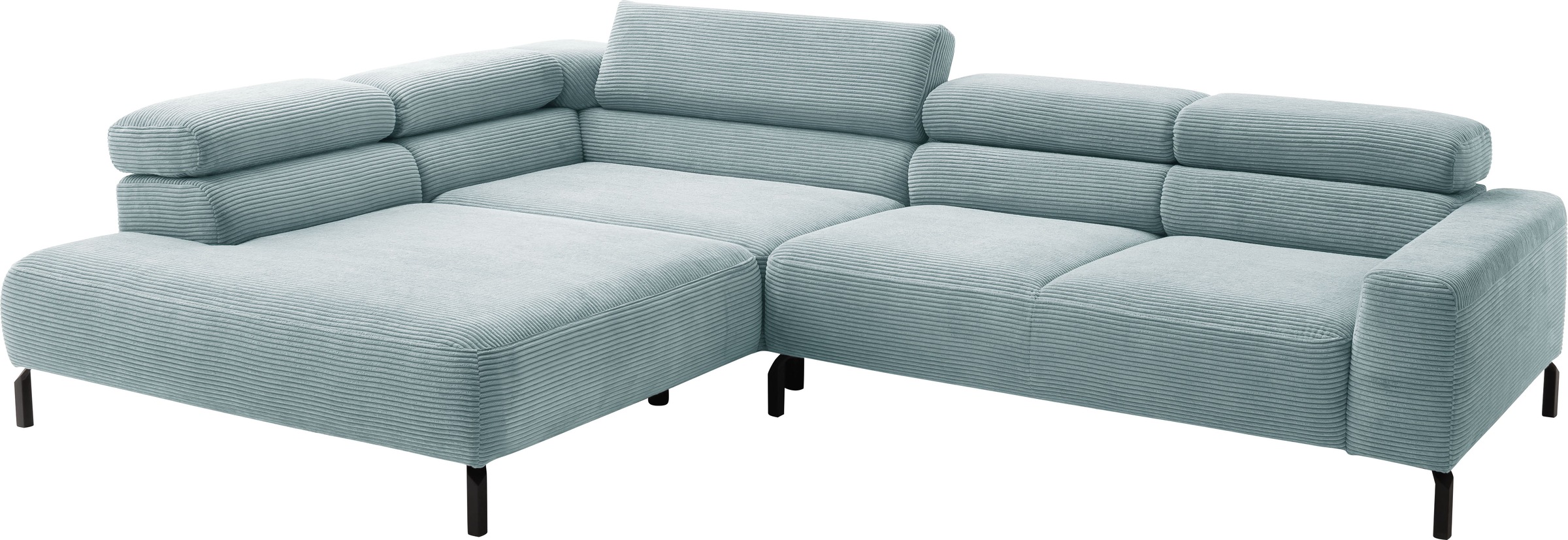 Home affaire Ecksofa »Antonelli, L-Form,  incl. Kopfteilverstellung, Breite 312 cm« ohne Sitztiefenverstellung, in Cord, bleu