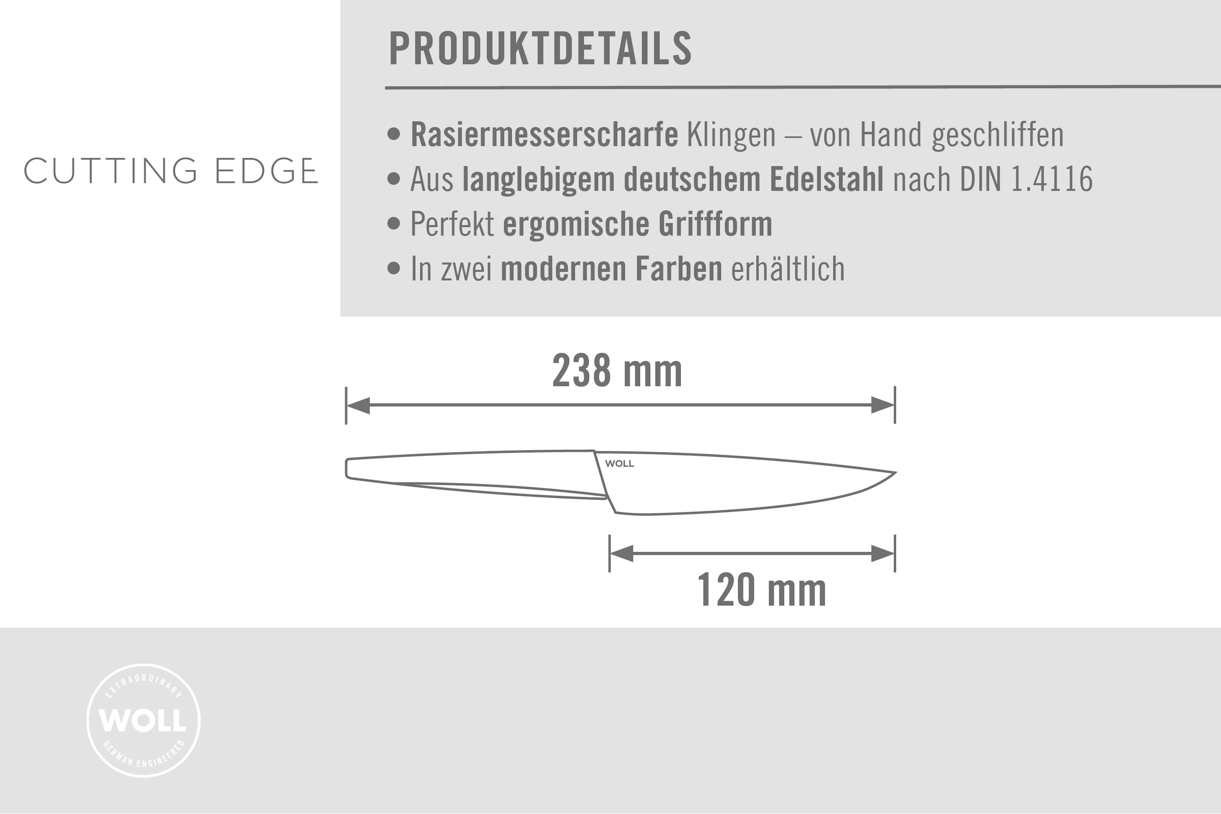 WOLL Universalküchenmesser »Cutting Edge« aus deutschem Edelstahl gemäß DIN 1.4116
