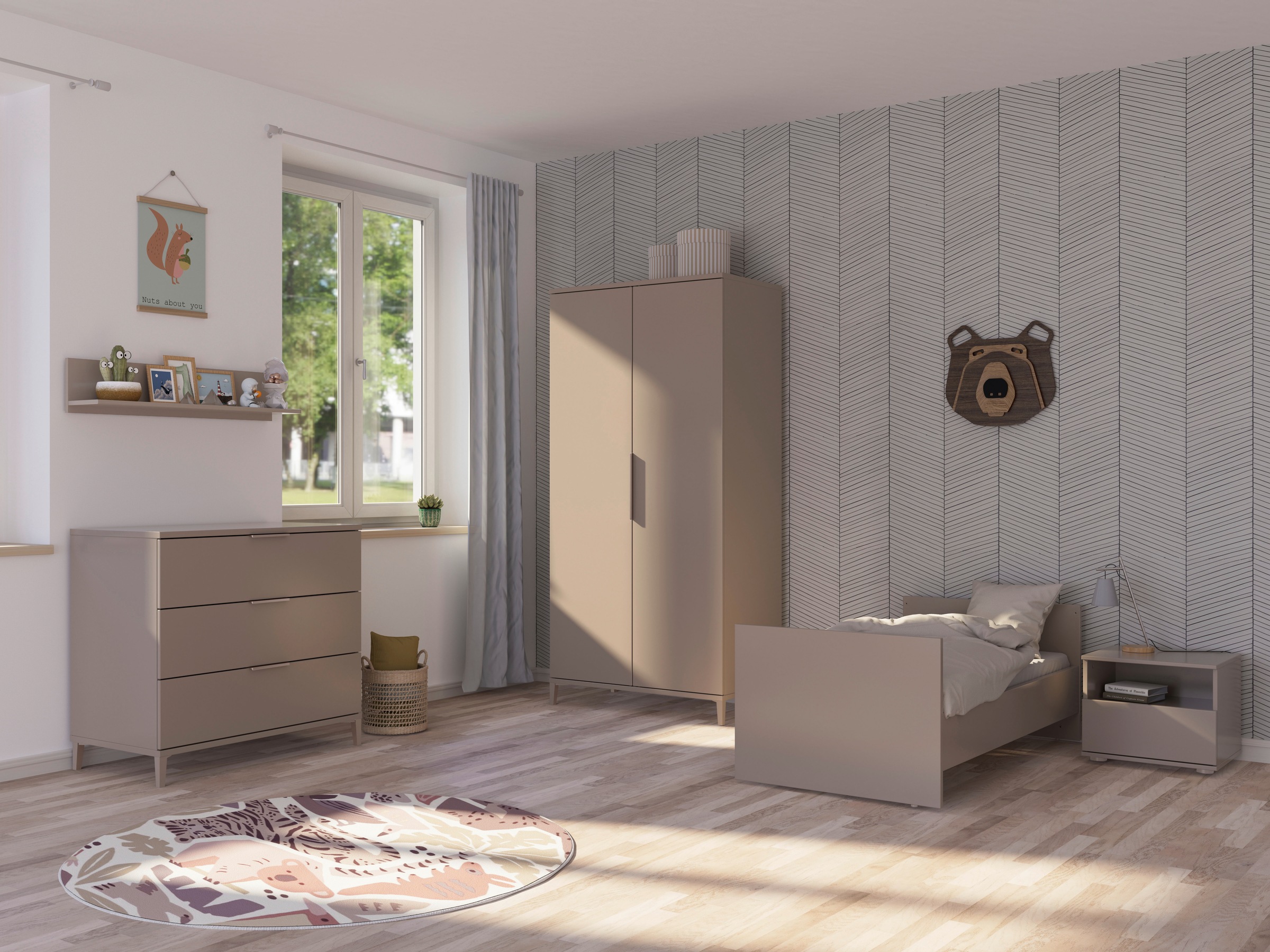 YUNY by PAIDI Umbauseiten »BROTHER STU für den Umbau vom Babybett zum Juniorbett«, Erweiterungs-Set Kinderbett 70x140cm in Taupe