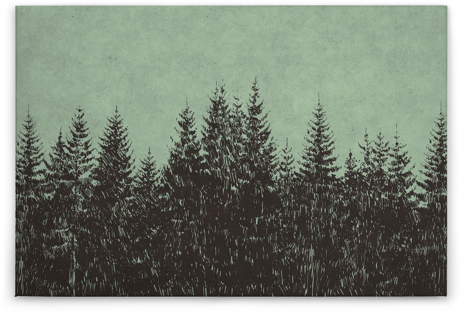 Bricoflor Leinwand Bild Mit Tannenwald Holzschnitt Bild Auf Leinwand In Dun günstig online kaufen