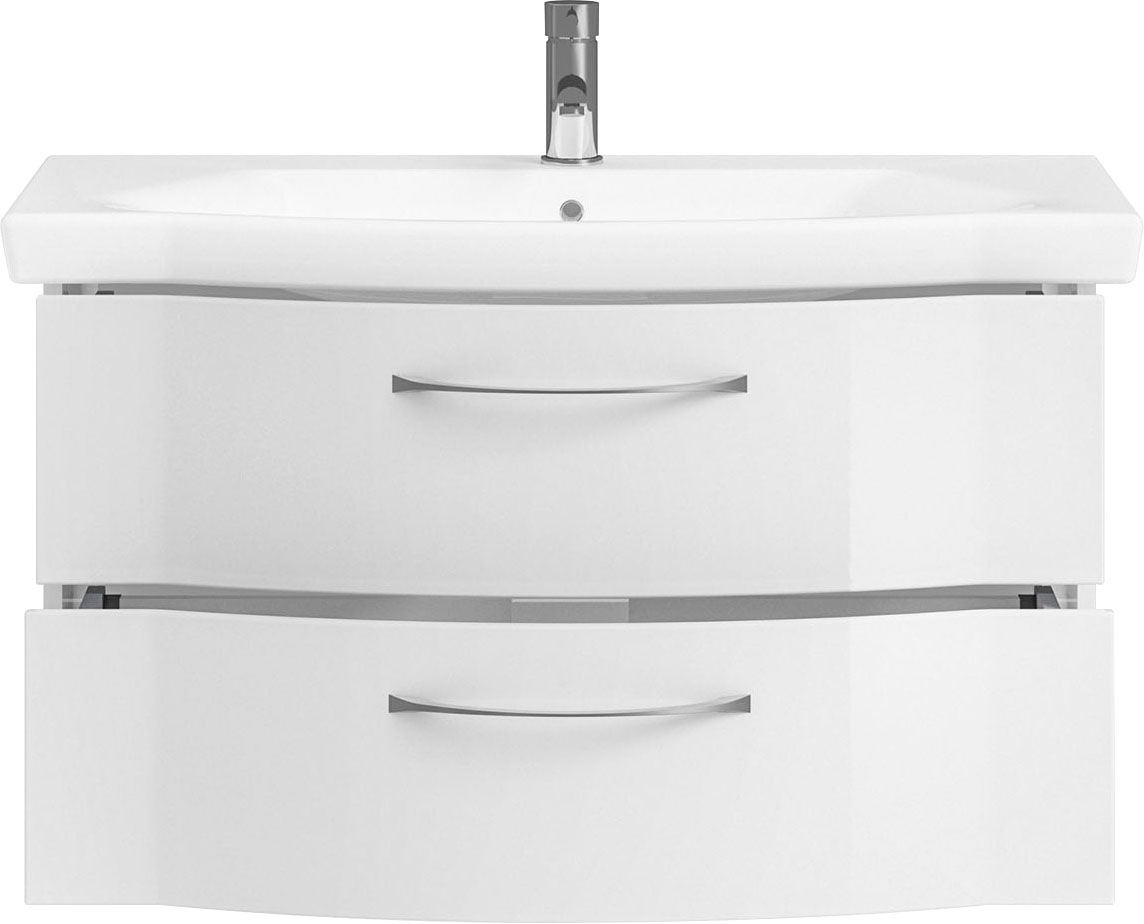 Saphir Badmöbel-Set »6005 Sprint 3-teilig, Keramik-Waschtisch mit LED-Spiegelschrank«, (4 St.), Unterschrank, inkl. Türdämpfer, 4 Türen, 3 Schubladen, Bad-Set