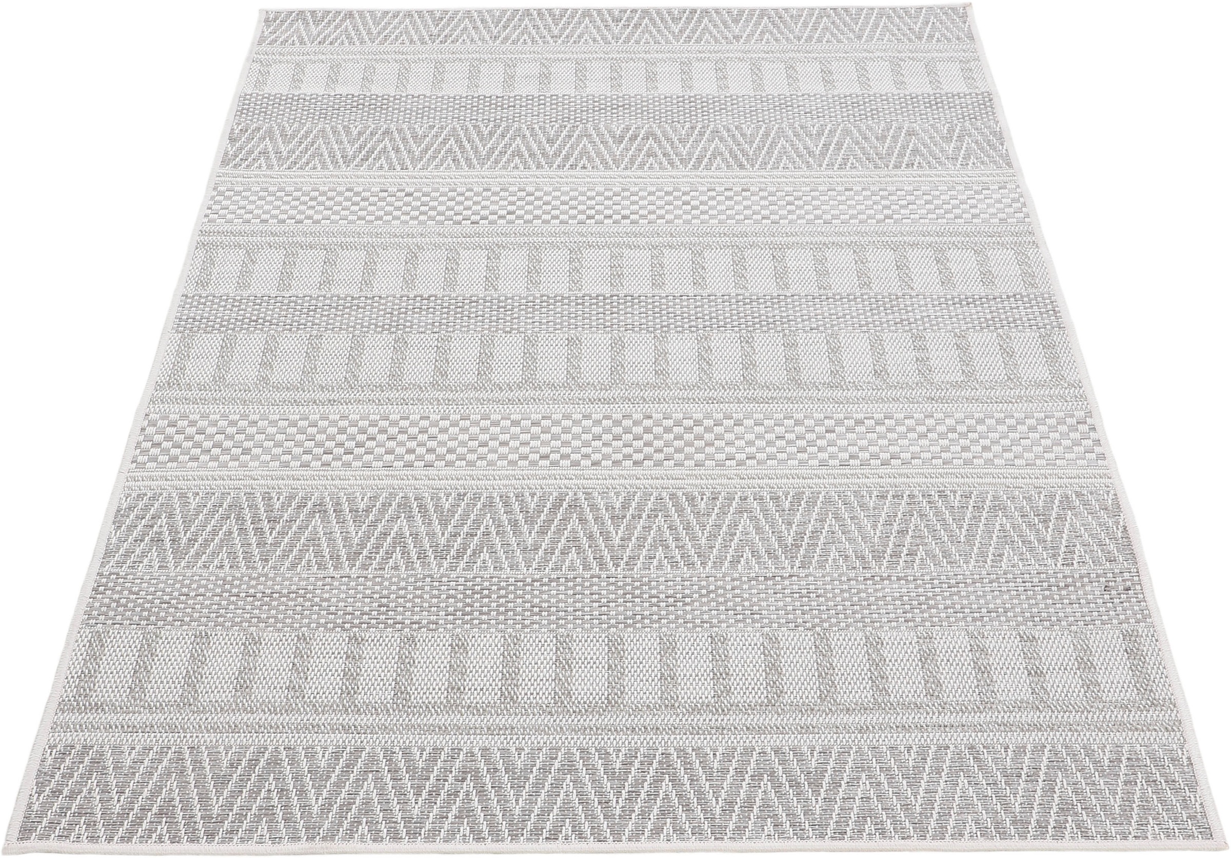 carpetfine Teppich »Boho 100«, rechteckig, 4 mm Höhe, robustes Flachgewebe, Sisal Optik, UV-beständig, Außenbereich