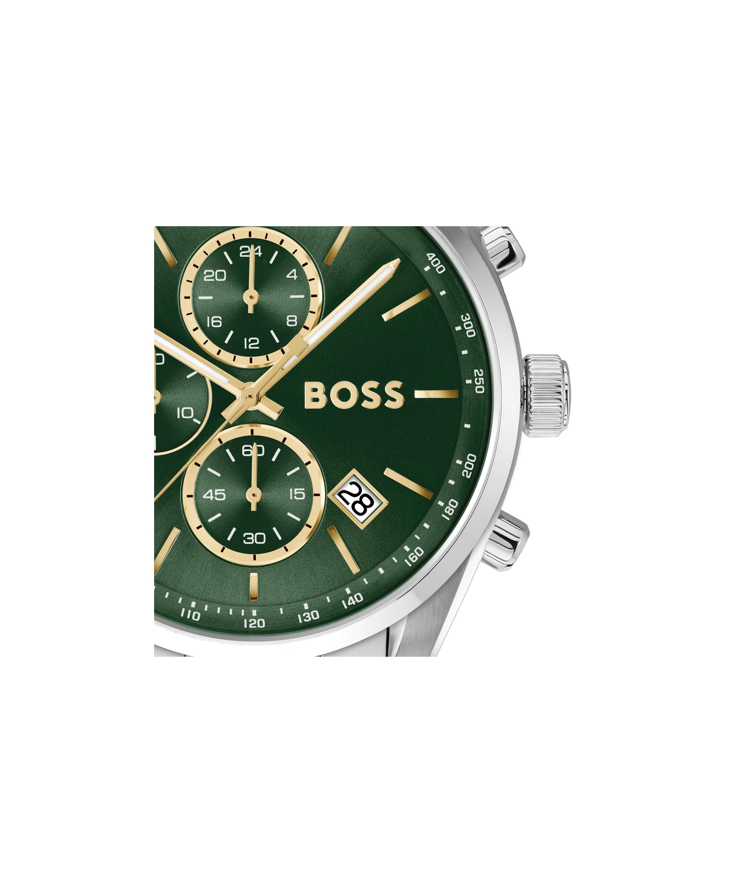 BOSS Quarzuhr »GRAND PRIX 44«, Armbanduhr, Herrenuhr, Edelstahlarmband, analog, Tag, Stoppfunktion