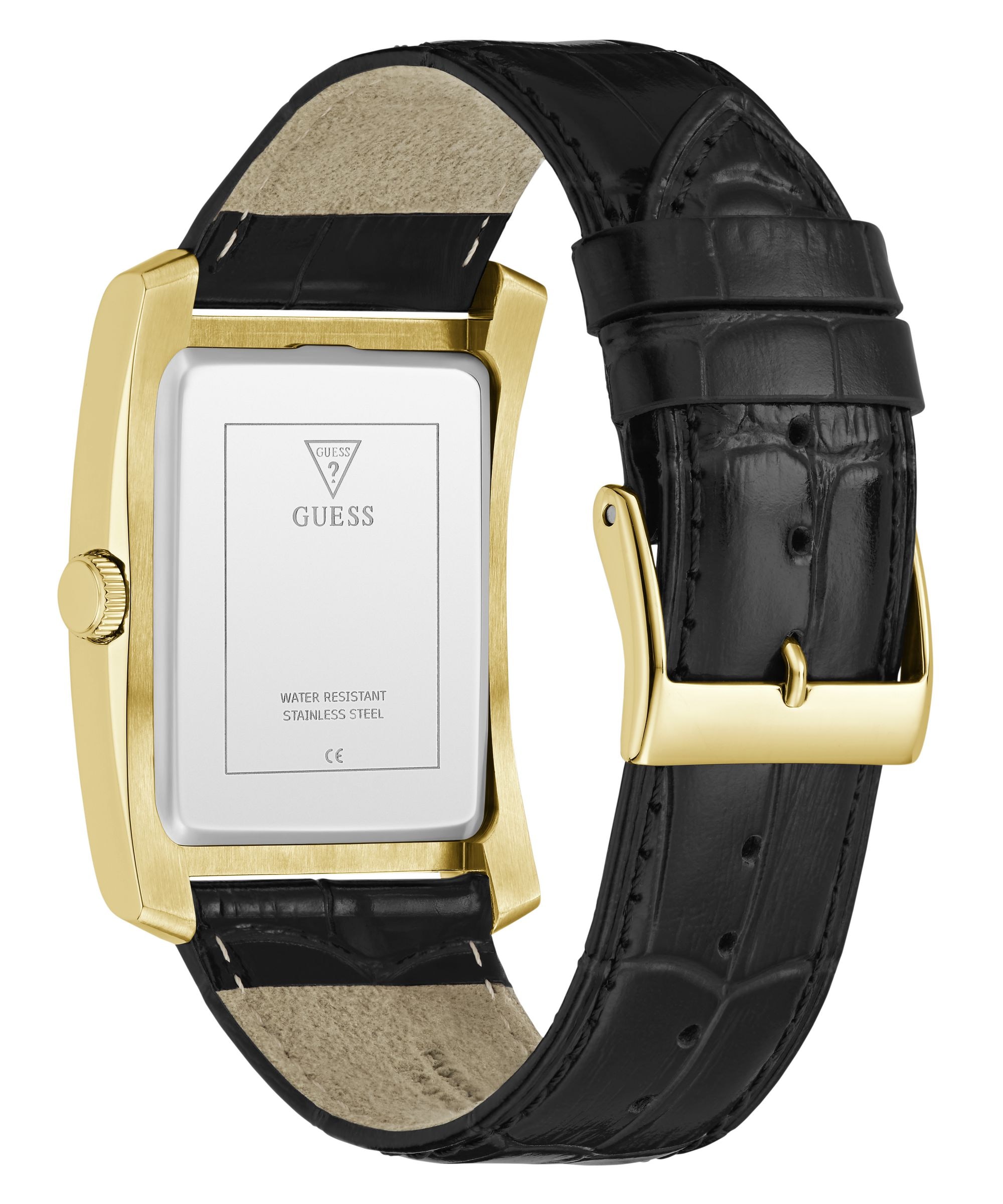 Guess Quarzuhr »GUESS-CLYDE« Armbanduhr, Herrenuhr, Lederarmband, analog