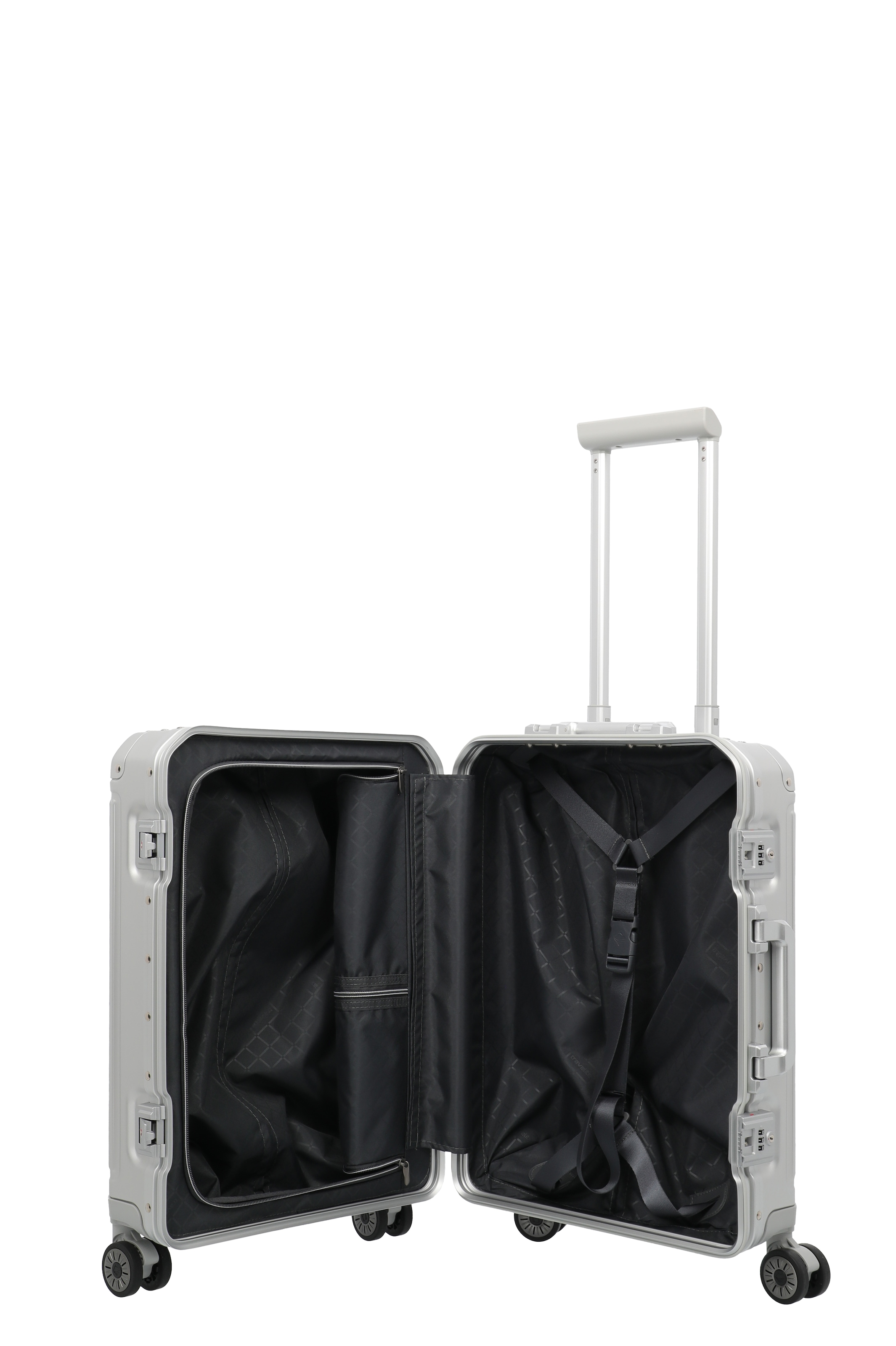 travelite Hartschalen-Trolley »NEXT Trunk Reisekoffer Aluminium« 39 l 4 Rollen Koffer, mit extra großem Stauraum und stabilem Rahmen