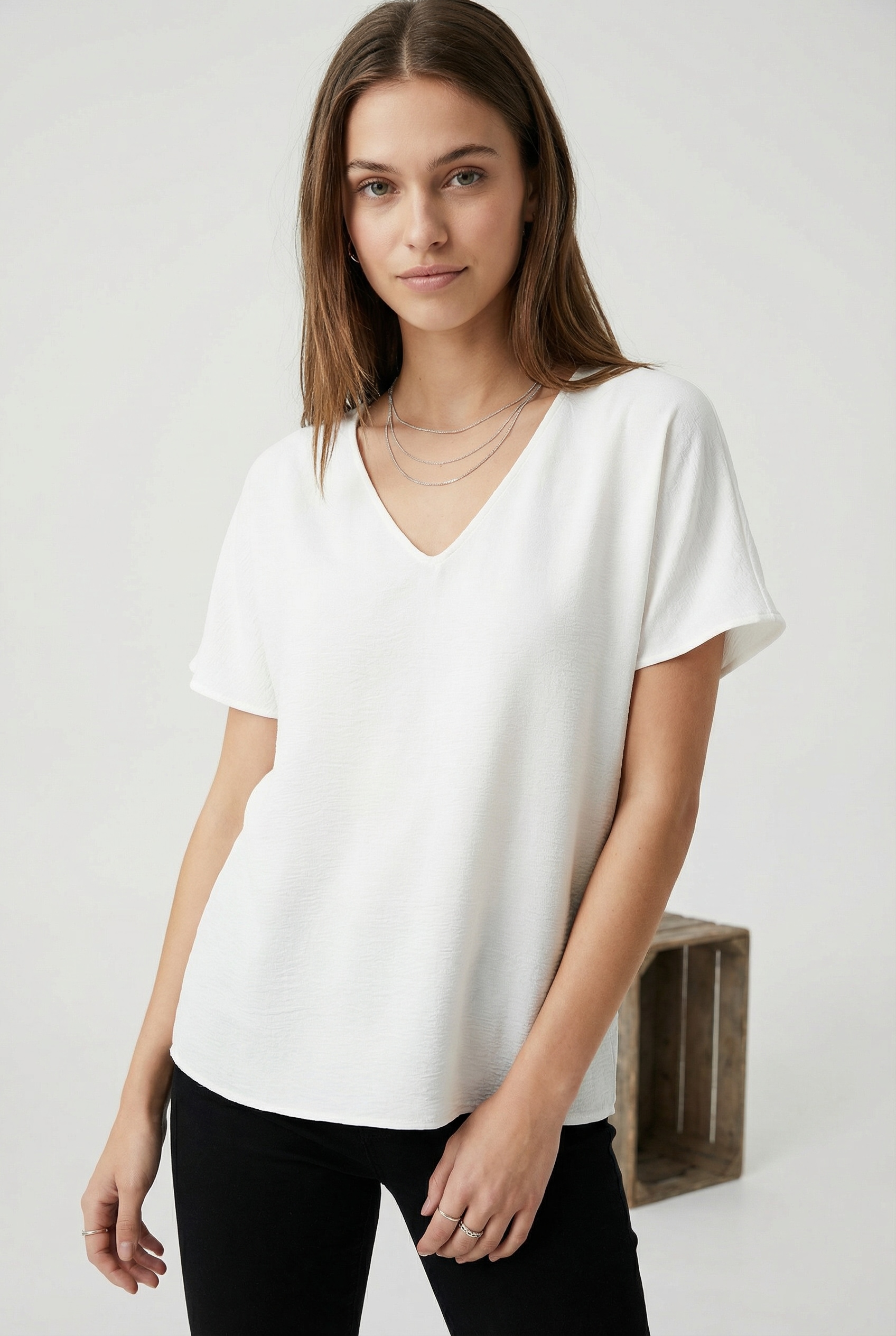 ONLY CARMAKOMA Shirtbluse »CARMETTA LIFE V-NECK SS TOP WVN NOOS«