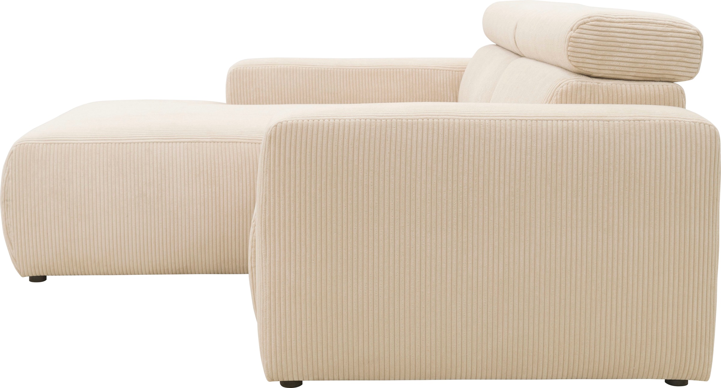 DOMO collection Ecksofa »Brandon B/T: 214/100 cm, belastbar bis 140kg/ Sitz, L-Form«, Cord, creme