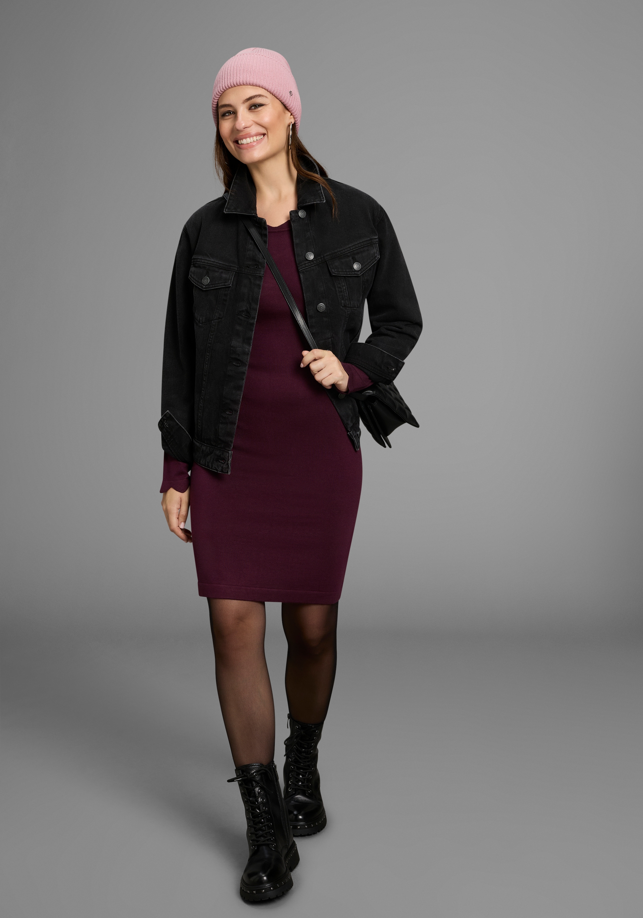 Laura Scott Strickkleid, kurzes Kleid, figurbetont, aus Viskosemischung