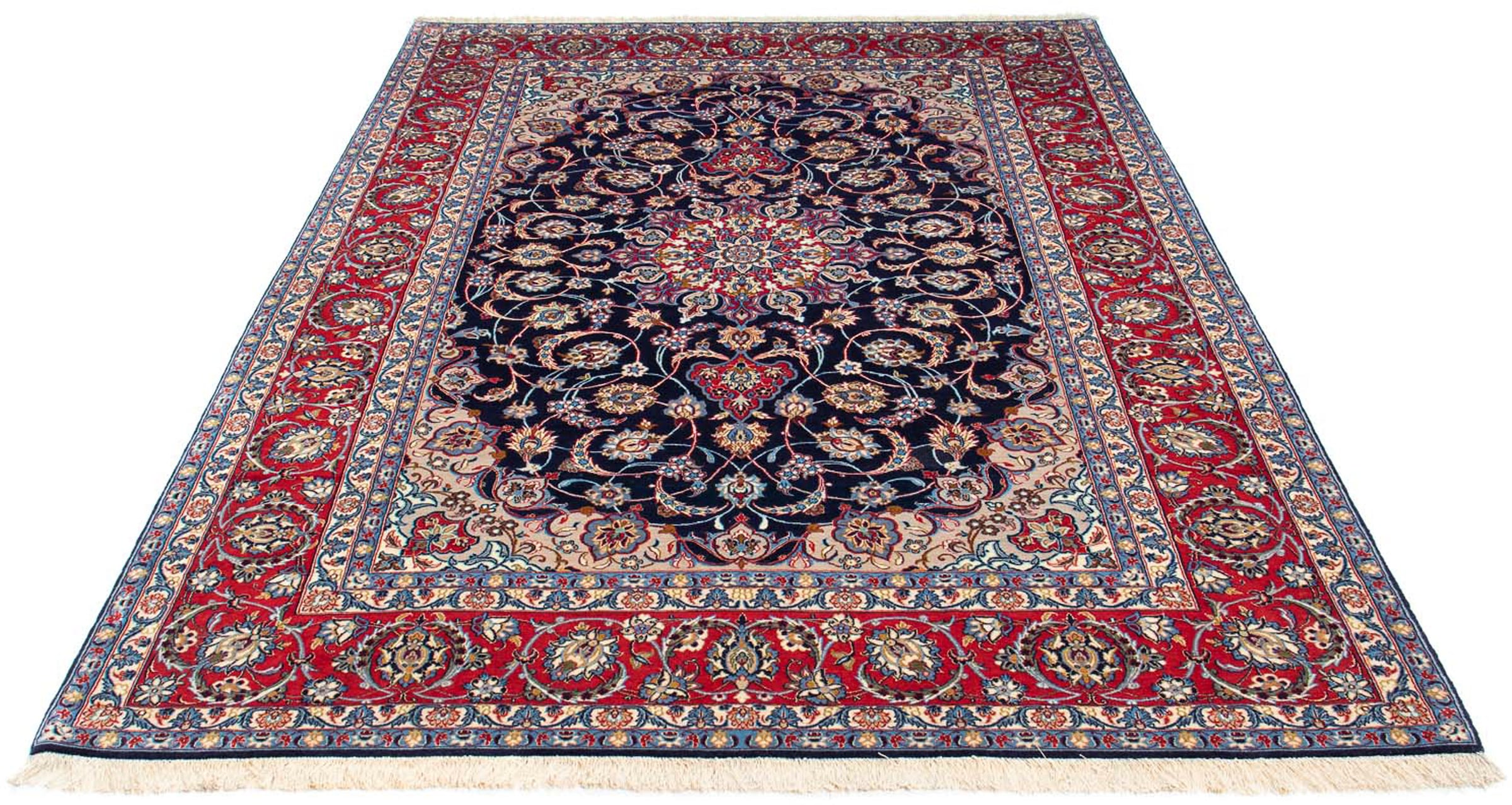 Bild von morgenland Orientteppich »Perser - Isfahan - Premium - 233 x 155 cm - dunkelblau«, rechteckig, Wohnzimmer, Handgeknüpft, Einzelstück mit Zertifikat